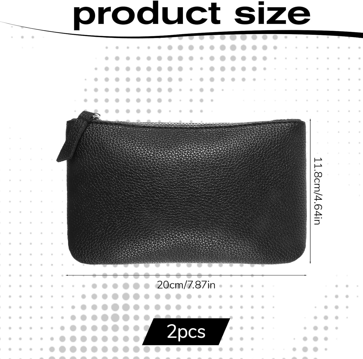 Private Label 2 Pack Black Faux Leather Cosmetic Bags with Custom Logo Soft PU Leather Makeup Pouch Portable Zipper Travel Organizer for Women Purse Cosmetics Supplier