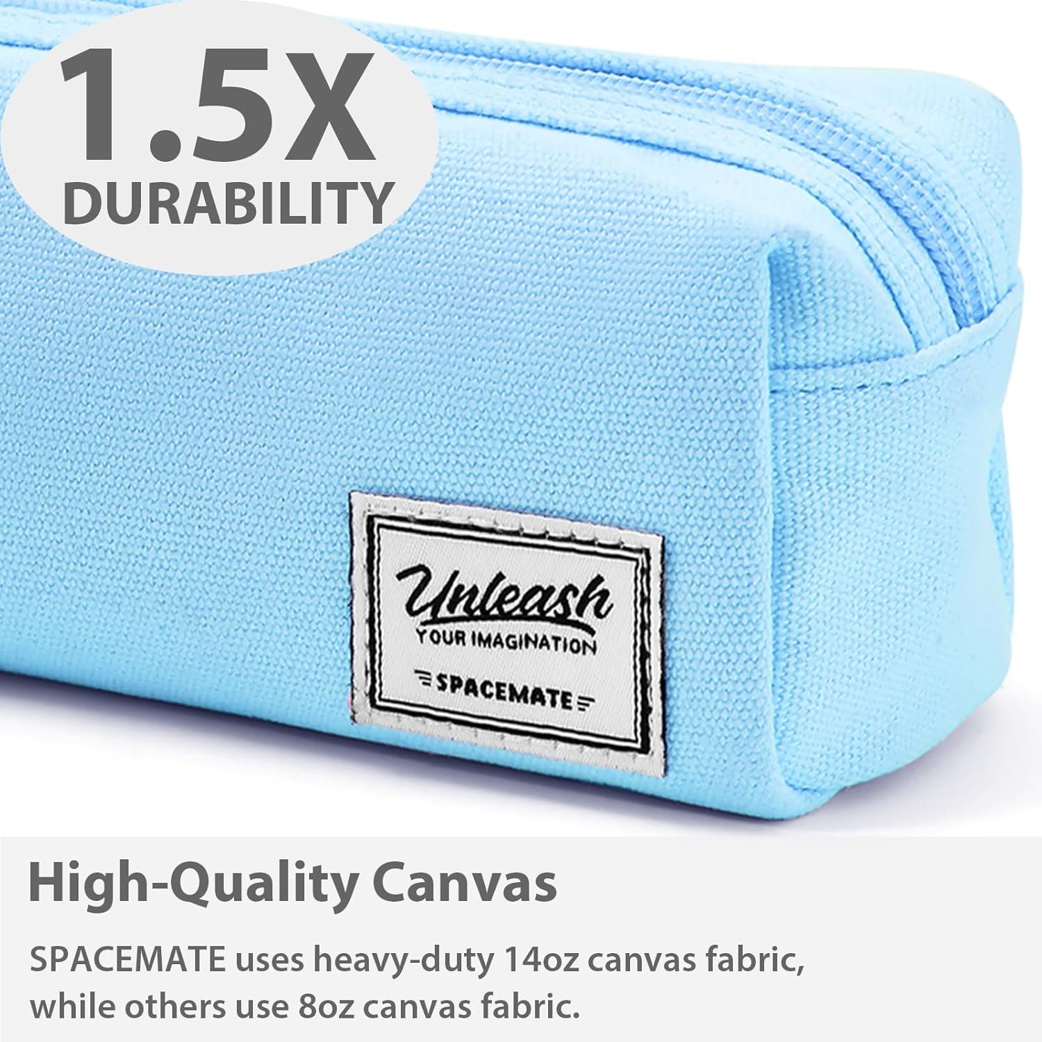 Private Label Large Capacity 1200ml Pencil Case Pouch Bag School Supplies for Girls Boys Kids Aesthetic Canvas Pen Organizer Sky Blue Simple Preppy Style Manufacturer Custom Logo