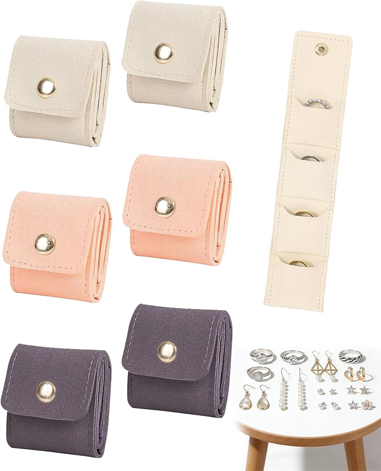 Private Label 6 Pack Mini Foldable Travel Jewelry Organizer Custom Logo Pouches for Earrings Rings Necklaces Manufacturer
