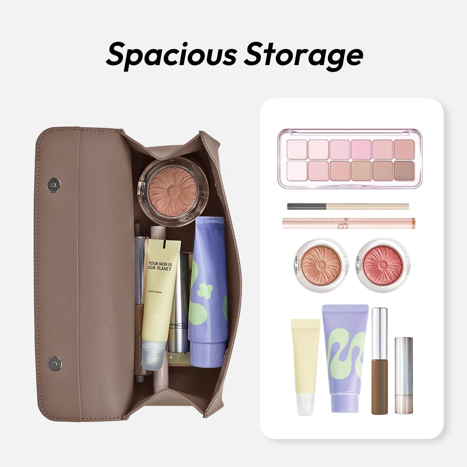 Private Label Stylish PU Leather Small Makeup Organizer Versatile Travel Toiletry Bag Cosmetic Pouch with Custom Logo Ideal Makeup Brush Holder Sunglasses Case for Women Cocoa Brown Manufacturer