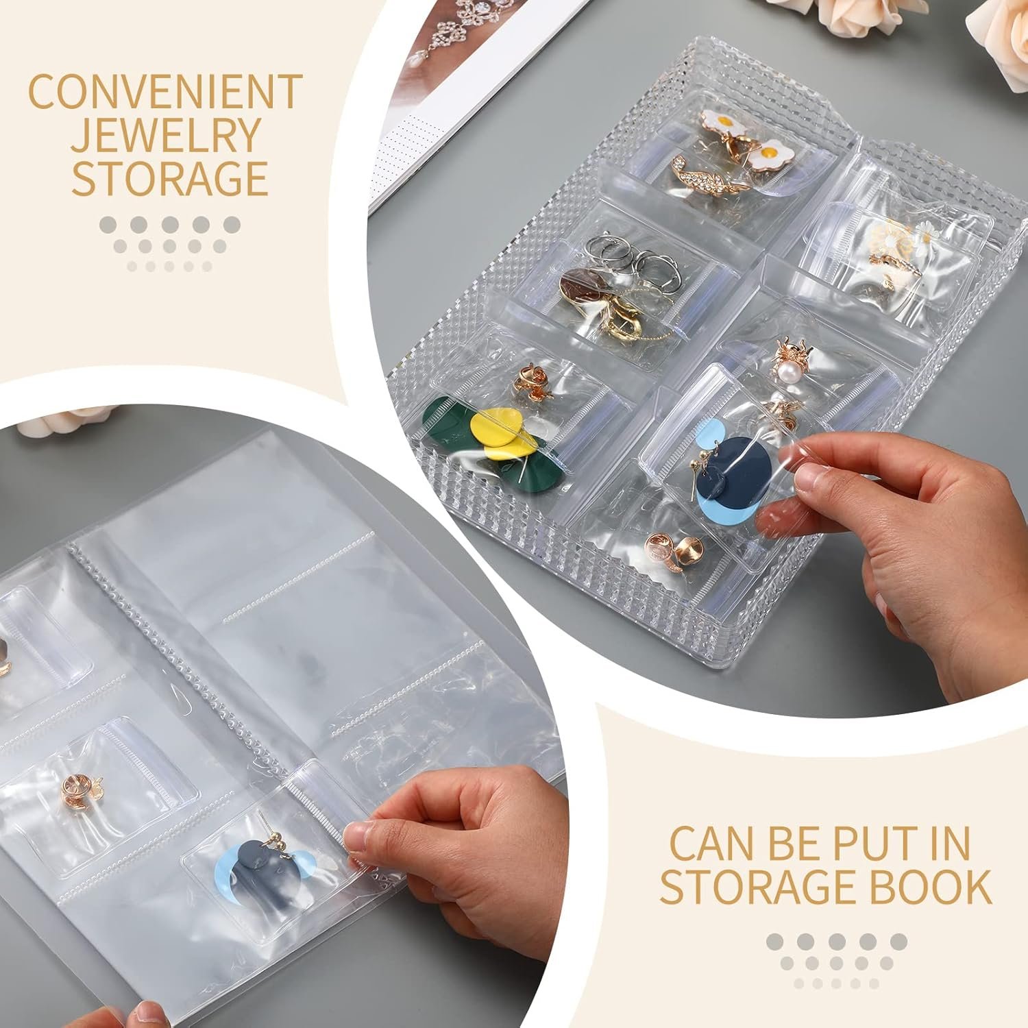 Factory 100 Pieces Small Clear PVC Plastic Zipper Lock Jewelry Storage Bags Private Label Transparent Anti-Tarnish Sealable Pouches with Custom Logo for Rings Earrings Candy Packaging