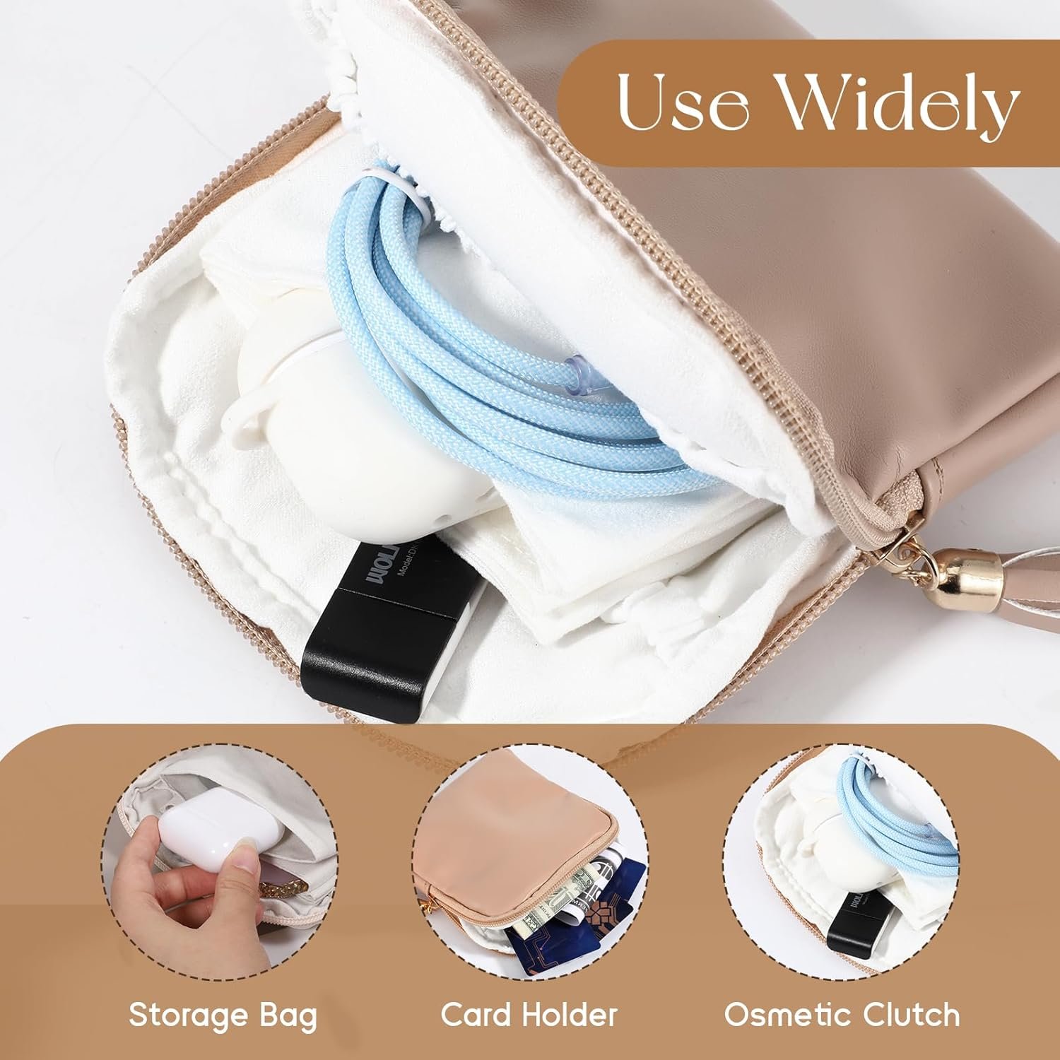 Custom Logo Small Travel Jewelry Case Soft Velvet Zipper Pouch Private Label Portable Organizer Storage Bag with Small Pouches for Gemstones Healing Crystals Earrings Bracelets Brown from Manufacturer