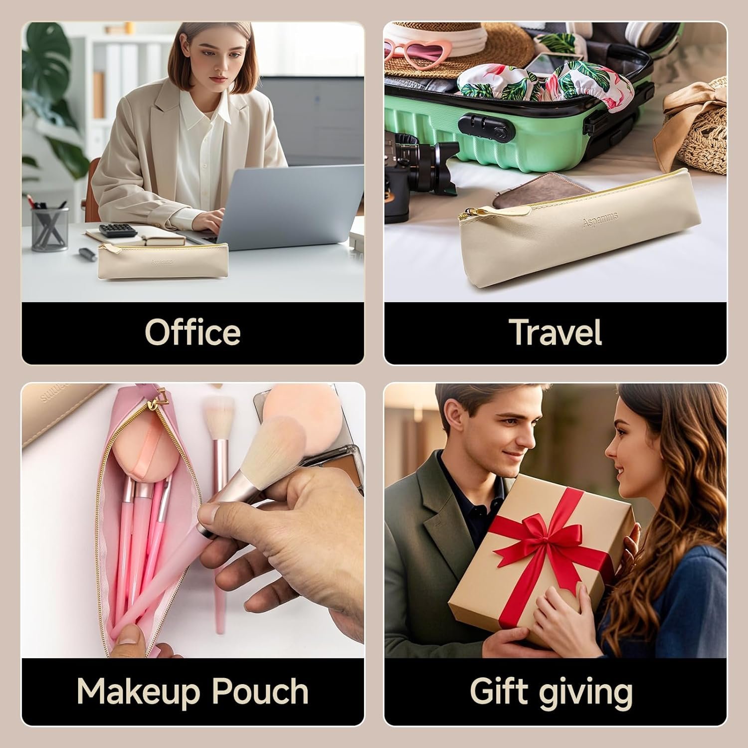 Custom Logo 3PCS Small Makeup Bags for Purse Private Label Mini Portable Cosmetic Bags for Women Leather Coin Purse Lipstick Organizer Small Travel Kit Pouch Manufacturer