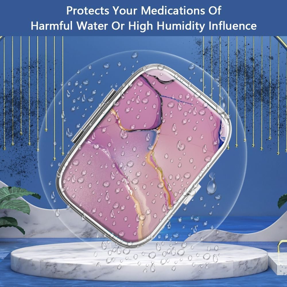 Private Label 2 Compartment Small Pill Box Custom Logo Portable for Pocket Purse Pill Organizer Factory Container for Vitamins Medication Fish Oil Supplements 2PCS