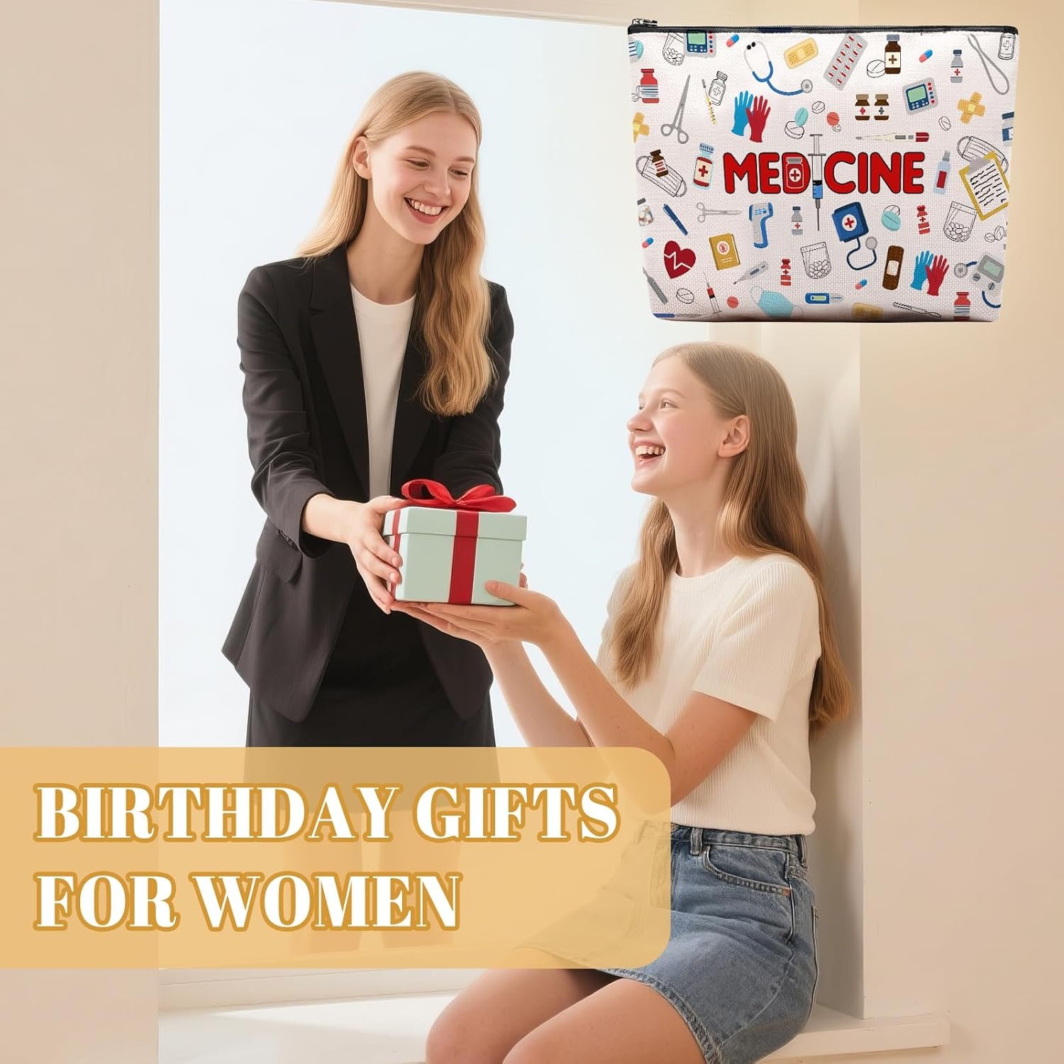 Custom Logo Doctor Makeup Bag, Private Label Medicine Travel Toiletry Pouch with Zipper, Factory Birthday Gifts for Women Mom Sister