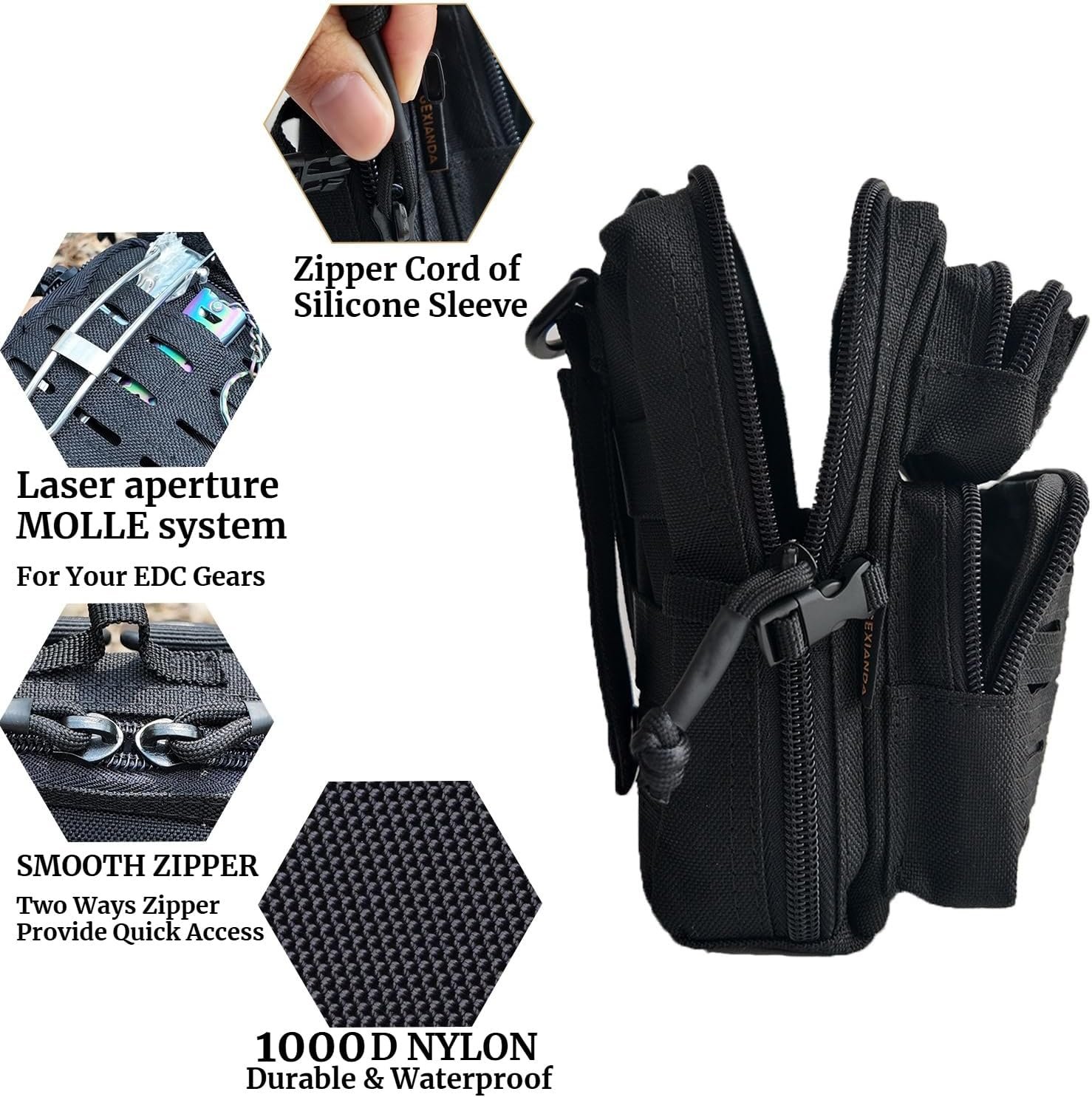 Custom Logo 2 Pack Tactical MOLLE Utility Pouches Mini Belt EDC Private Label Phone Pouch Outdoor Admin Tool Medical IFAK Pack with US Flag Patch Manufacturer