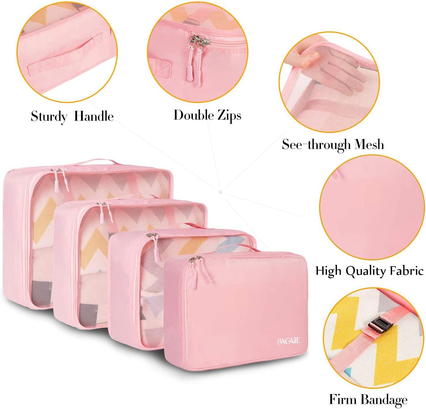 Custom Logo 8 Set Packing Cubes Private Label Luggage Organizers Manufacturer for Travel Accessories - Blush Pink