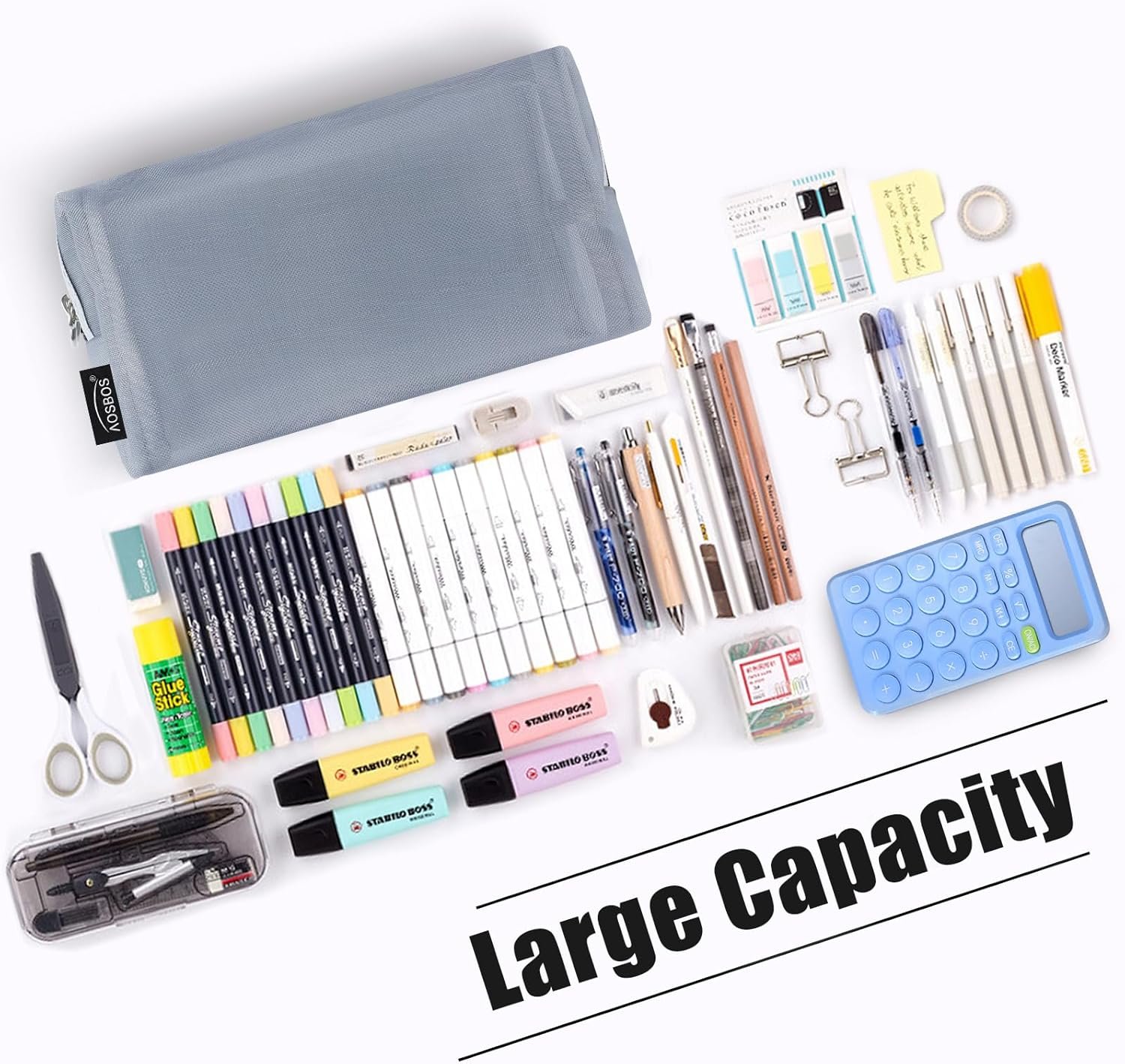 Private Label Large Capacity Pencil Case Organizer Pen Holder with Custom Logo Zipper Clear Pouch Manufacturer