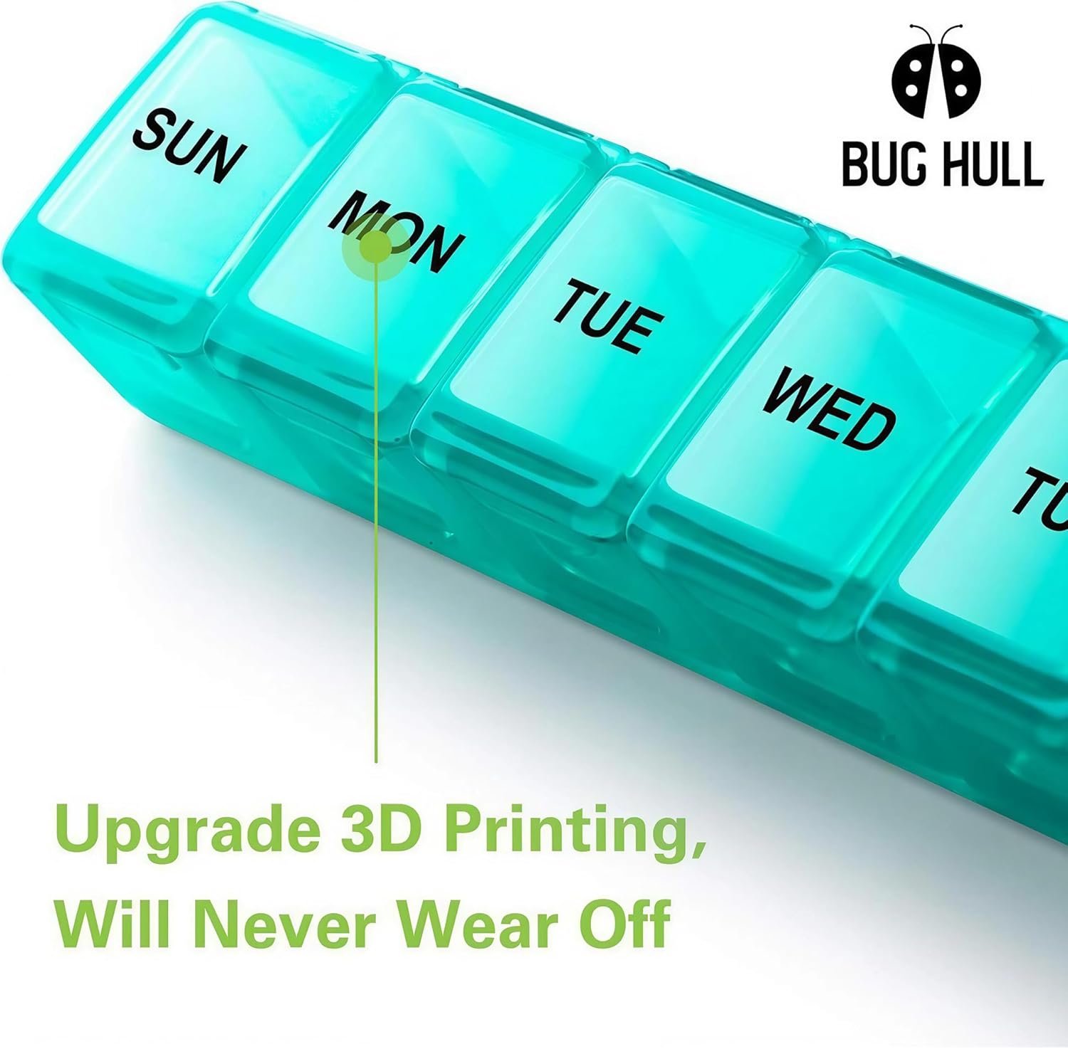 Custom Logo Large 2 Packs Weekly Pill Organizer Extra Large 7 Day Travel Pill Box Private Label Supplier for Vitamins Supplements Medications Blue+Green