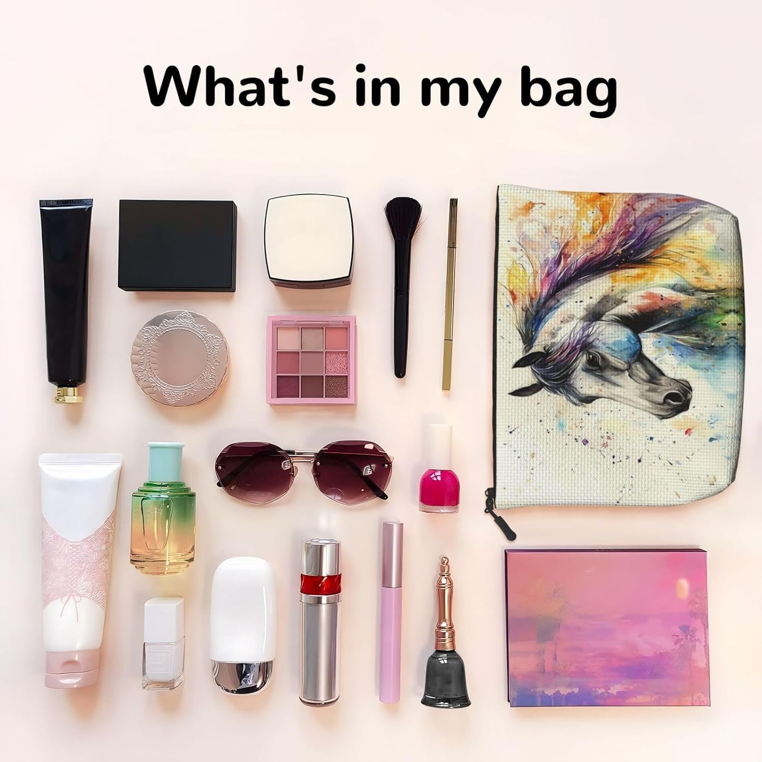 Custom Logo Vintage Horse Fake Hemp Water Resistant Makeup Bag Private Label Cosmetic Pouch with Zipper Travel Organizer Manufacturer Toiletry Storage