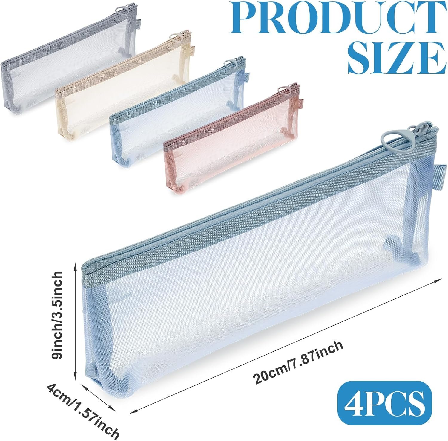 Private Label 4 Pcs Small Nylon Mesh Zipper Makeup Brush Bags Factory Direct Portable Clear Mesh Cosmetic Pouches Custom Logo for Home Office Travel Organizer