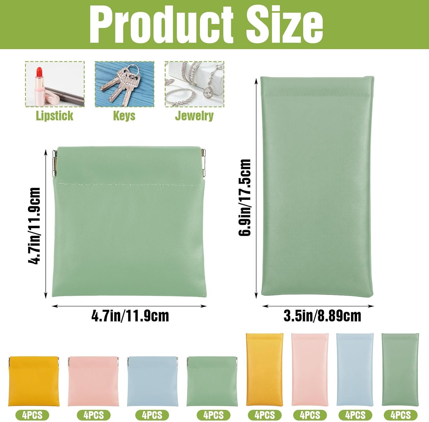 Custom Logo 32 Pcs 6.9 Inch Snap Closure Pouches Squeeze Coin Purse Private Label Waterproof Portable Mini Makeup Bag No Zipper Self-Closing Cosmetic Bag Supplier for Women Jewelry Lipstick Headphones