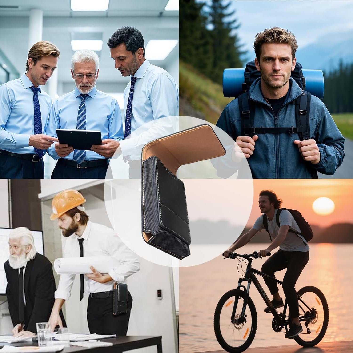 Private Label 360 Rotating Phone Holster Pouch with Belt Clip Custom Logo Phone Holder for iPhone 16 Pro Max 16 Plus 15 14 Pro Max Plus Galaxy S25 Ultra S25+ S24 FE Manufacturer PU Leather Carrying Case for Men Belt