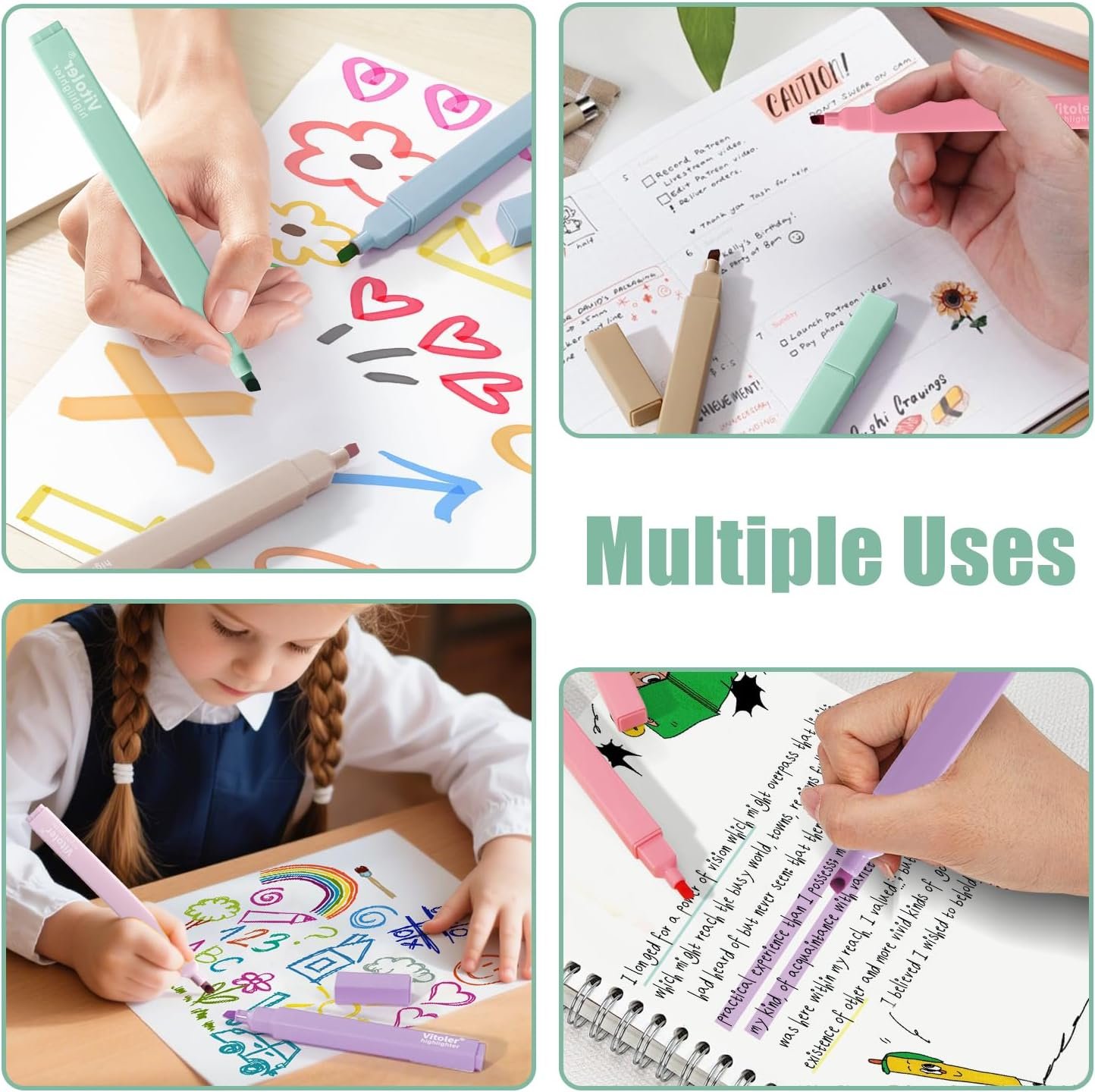 Private Label 8 Pack Aesthetic Highlighters Assorted Colors Chisel Tip No Bleed Pastel Bible Highlighters for Journaling Office School Bible Study Supplies from Manufacturer Custom Logo