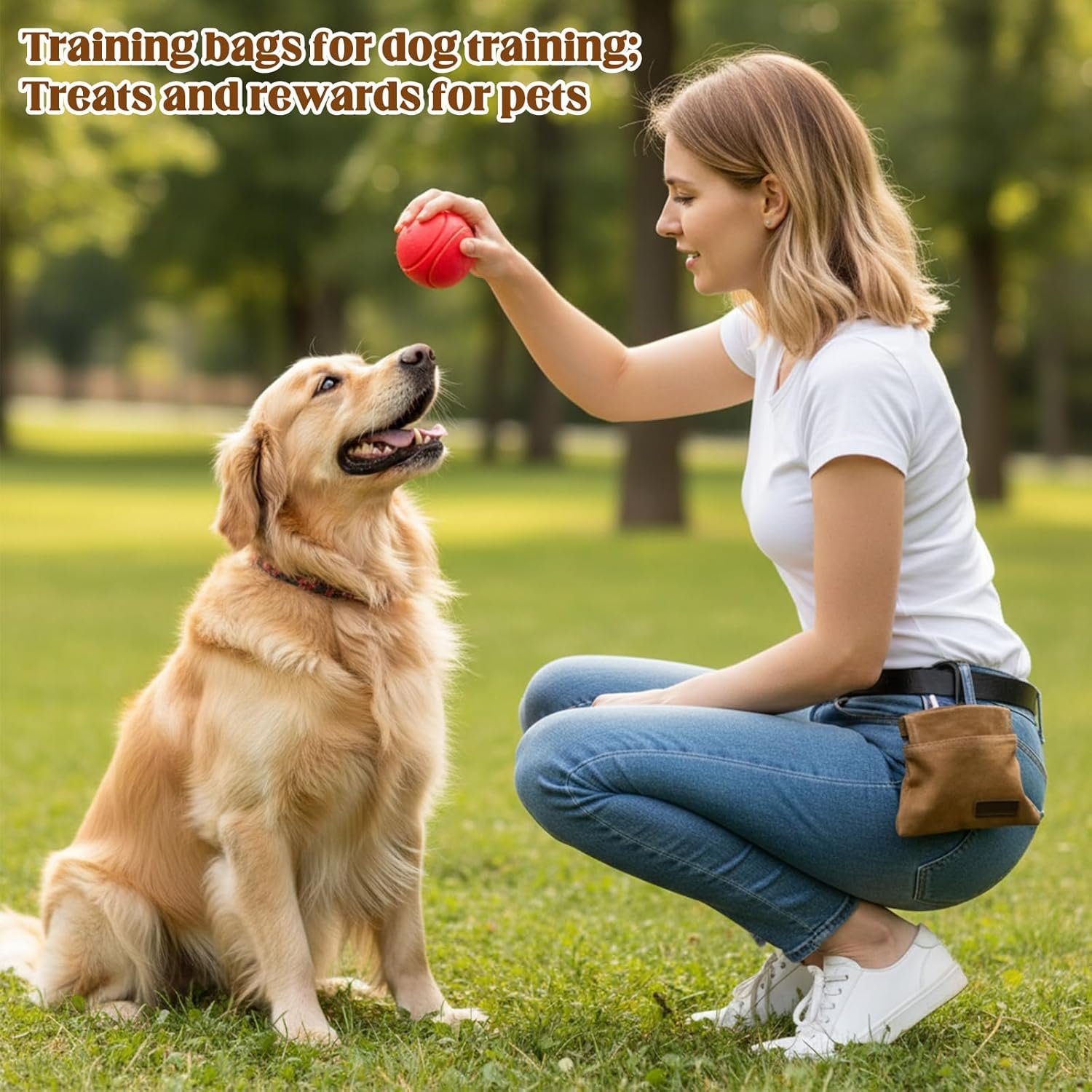 Custom Logo 2Pcs Hands-Free Dog Treat Pouch with Carabiner, Portable Auto-Closing Puppy Snack Bag for Walking Training Private Label Manufacturer Brown & Grey