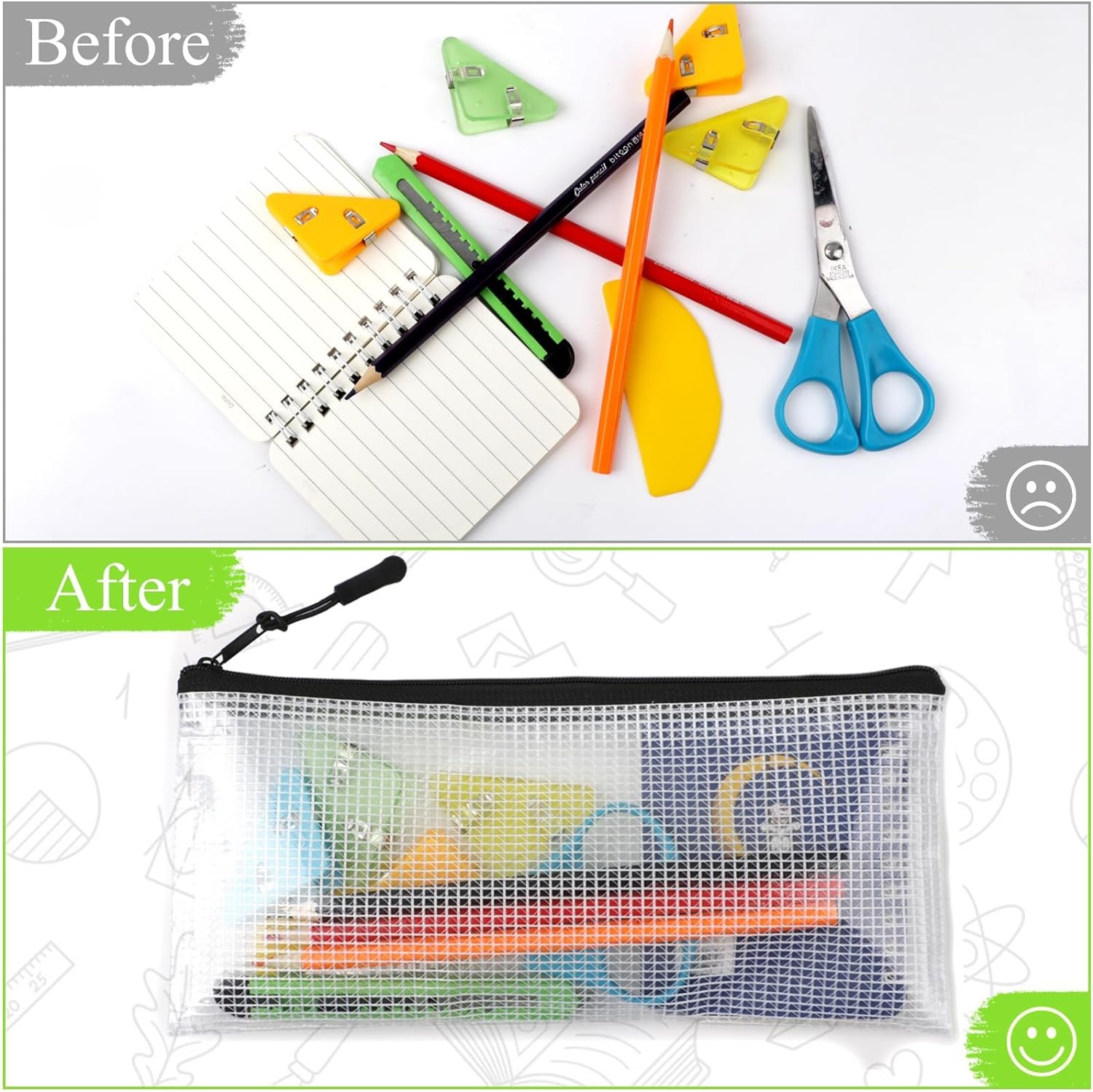 Private Label 24 Pack Small Mesh Zipper Pencil Pouches 9.2 x 4.7 in Clear Bulk Bags for Travel Storage Custom Logo Manufacturer