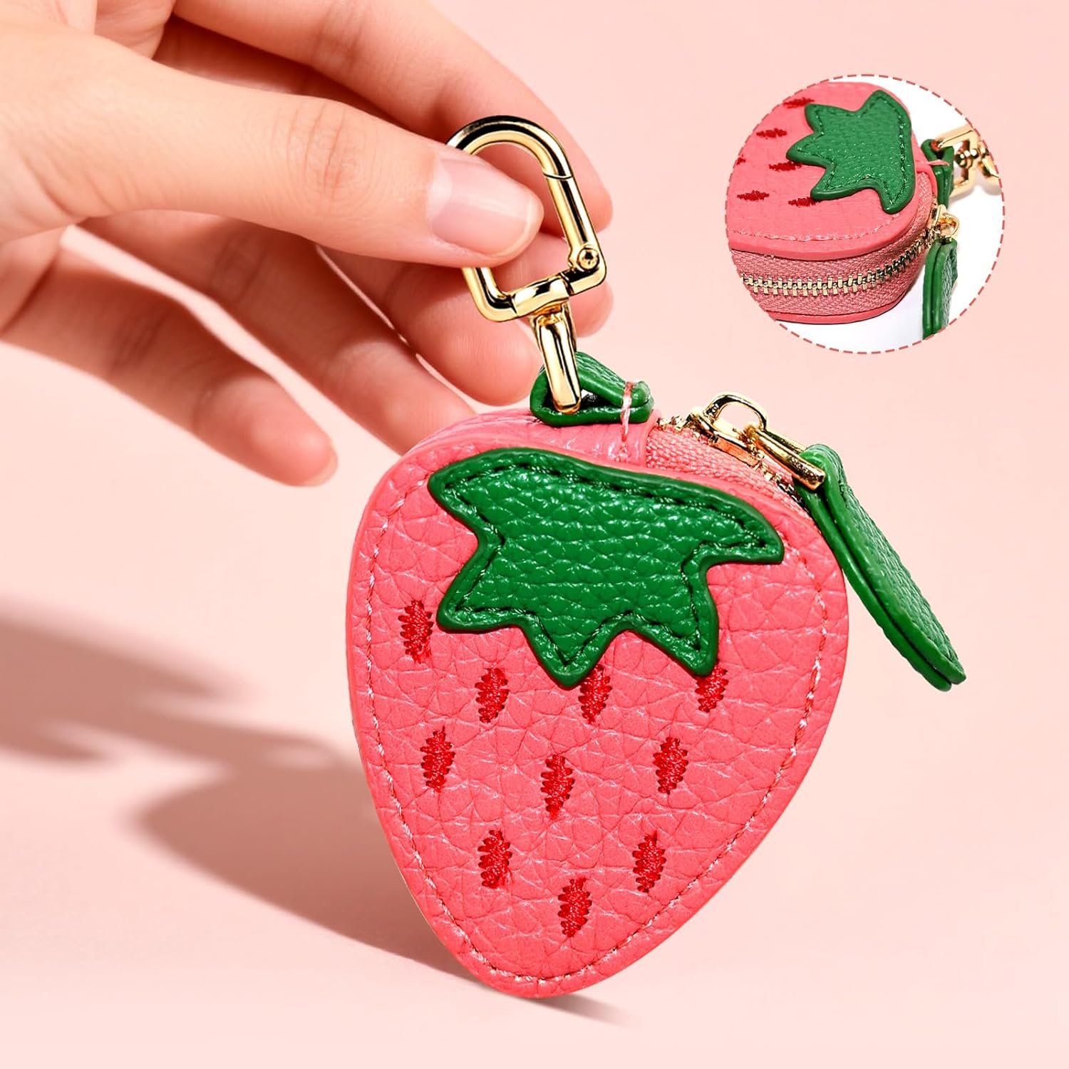 Private Label Fruit Coin Purse Keychain Custom Logo Cute Mini Leather Coin Pouch for Backpack Decoration Supplier Gift for Women Girls