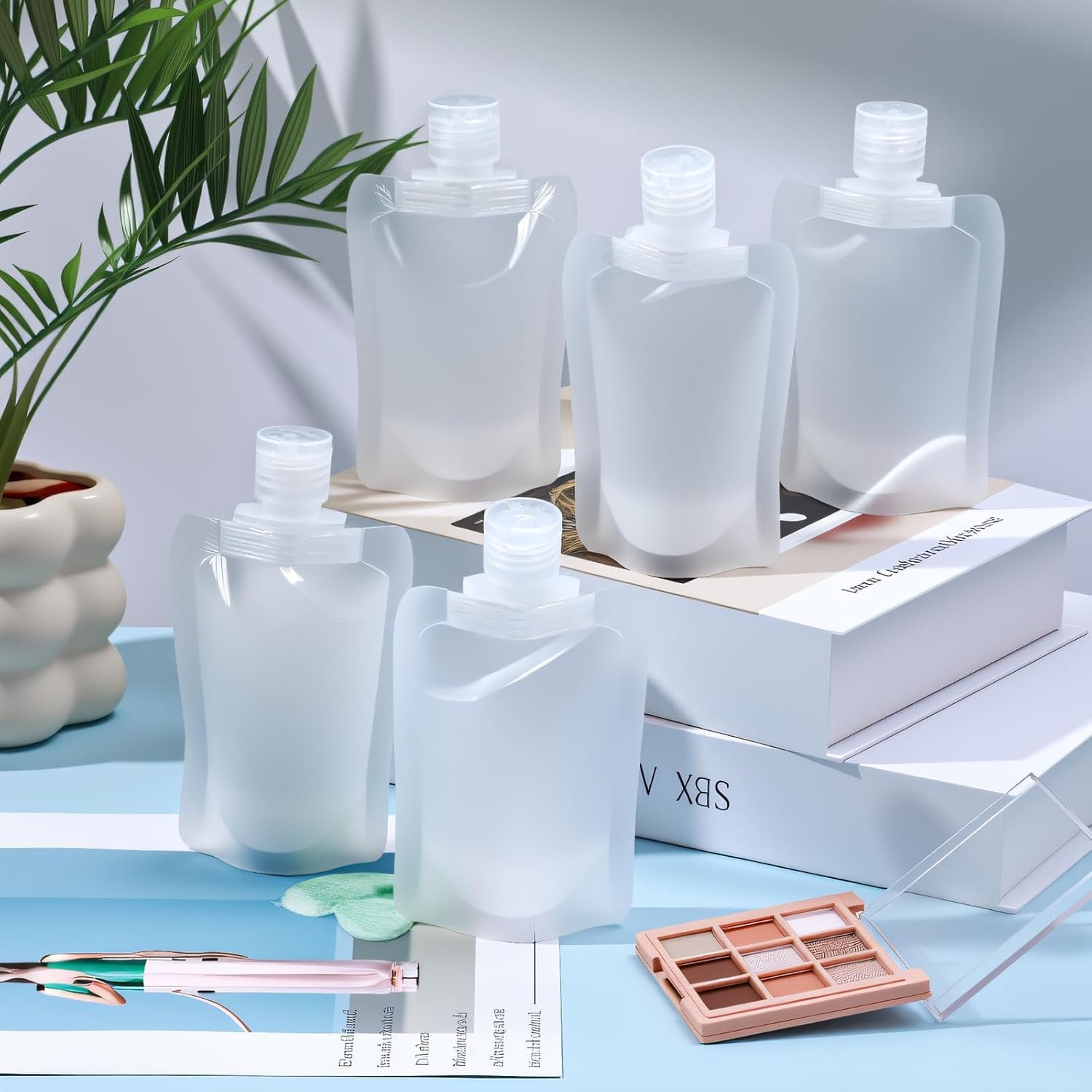 Private Label 10 Pcs 50ml Transparent Leak Proof Travel Liquid Pouches Reusable Squeeze Bags Manufacturer for Toiletries Cosmetics Lotion Shampoo Shower Gel with Custom Logo