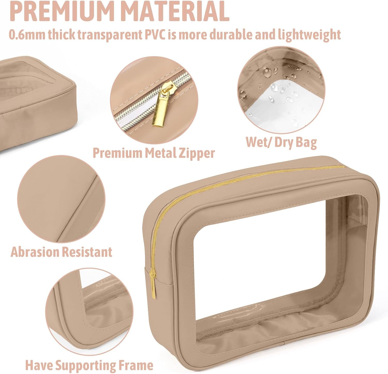 Private Label 5PCS TSA Approved Clear Toiletry Bags Custom Logo Zipper Travel Makeup Pouches for Cosmetics Toiletries Diaper Organizers Womens Purse Clear Car Bag Manufacturer