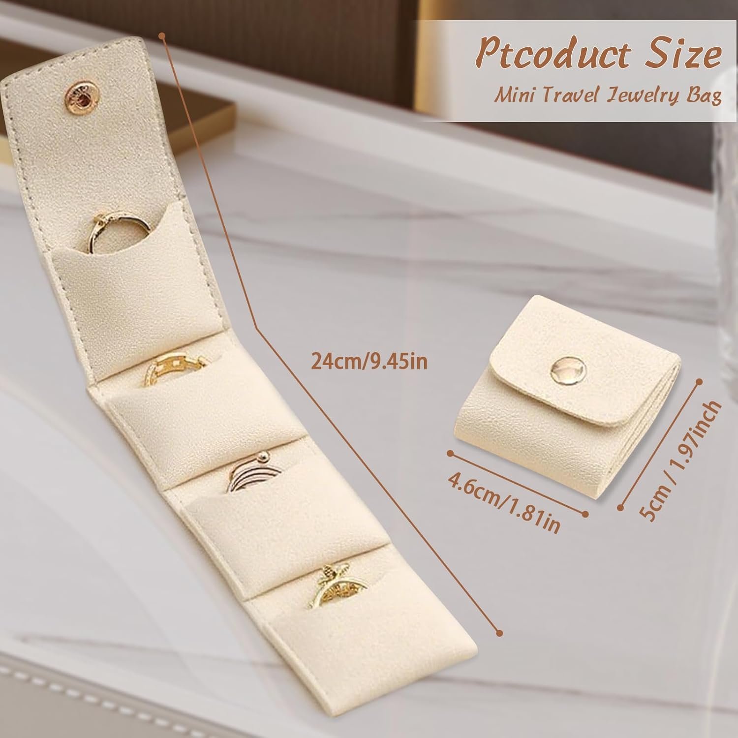 Custom Logo 3Pcs Mini Travel Jewelry Roll Bag with Buckle Private Label Portable Foldable Small Organizer Case for Necklaces Rings Earrings Manufacturer