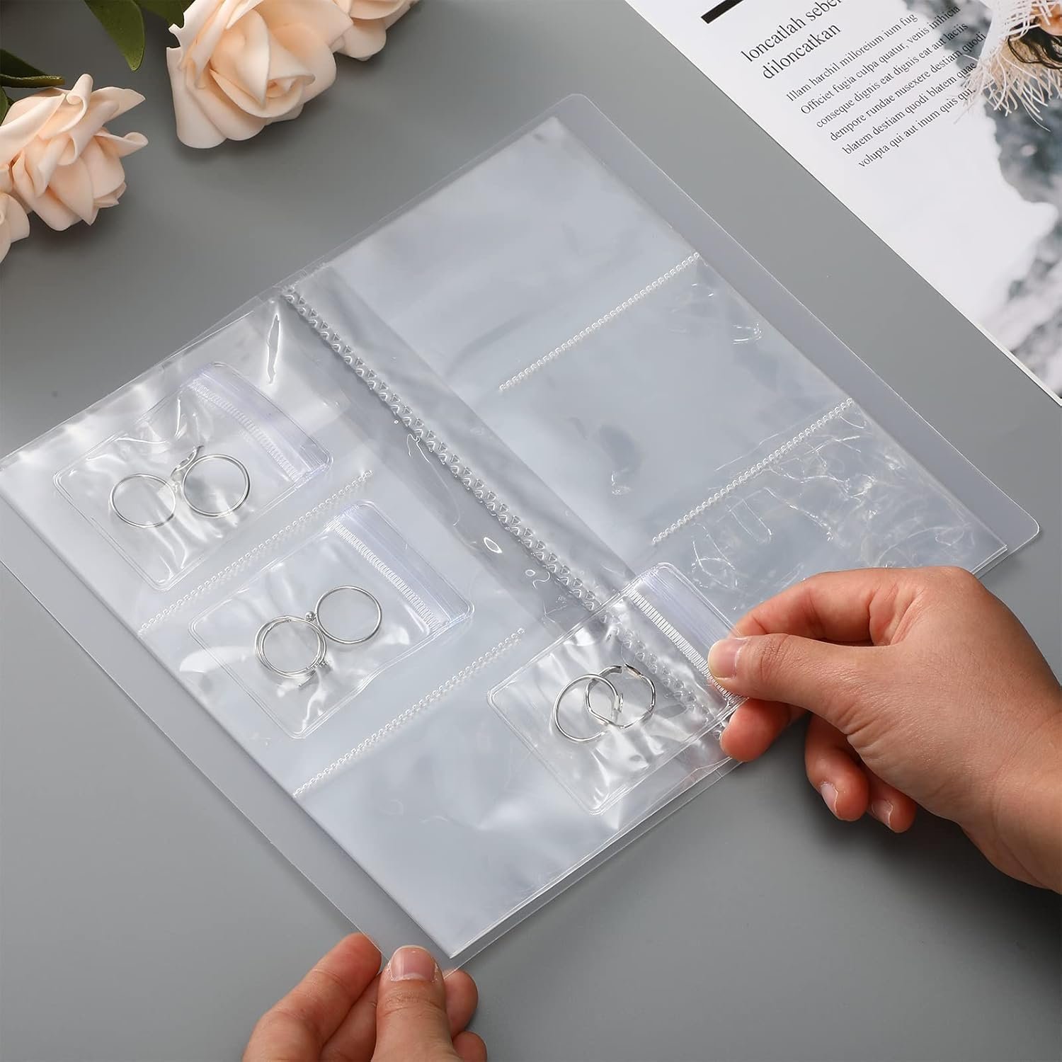 Factory 100 Pieces Small Clear PVC Plastic Zipper Lock Jewelry Storage Bags Private Label Transparent Anti-Tarnish Sealable Pouches with Custom Logo for Rings Earrings Candy Packaging