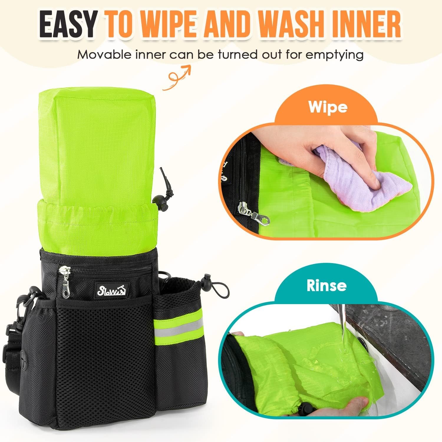 Dog Treat Pouch Manufacturer - 4 Ways to Wear Private Label Treat Bag with 2-in-1 Whistle Clicker Adjustable Waist Belt Metal Clip Water Bottle Holder Built-in Poop Bag Dispenser for Pet Training Custom Logo (Green)