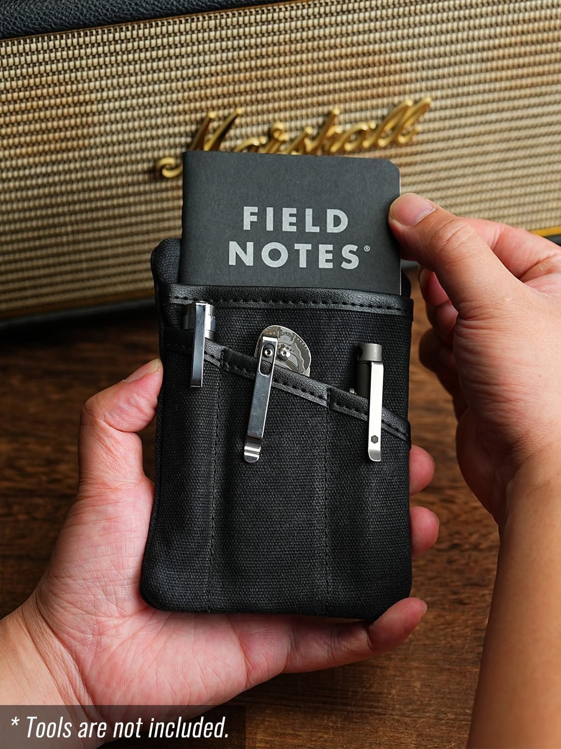 Private Label Waxed Canvas EDC Pouch Compact Pocket Organizer for Men, Custom Logo Zippered Mini Multitool Everyday Carry Pouch Oil Wax Black from Manufacturer