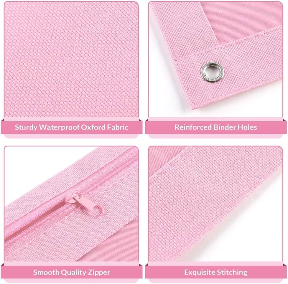 Custom Logo Pencil Pouch for 3 Ring Binder Zipper with Clear Window Private Label Pink & Purple Supplier
