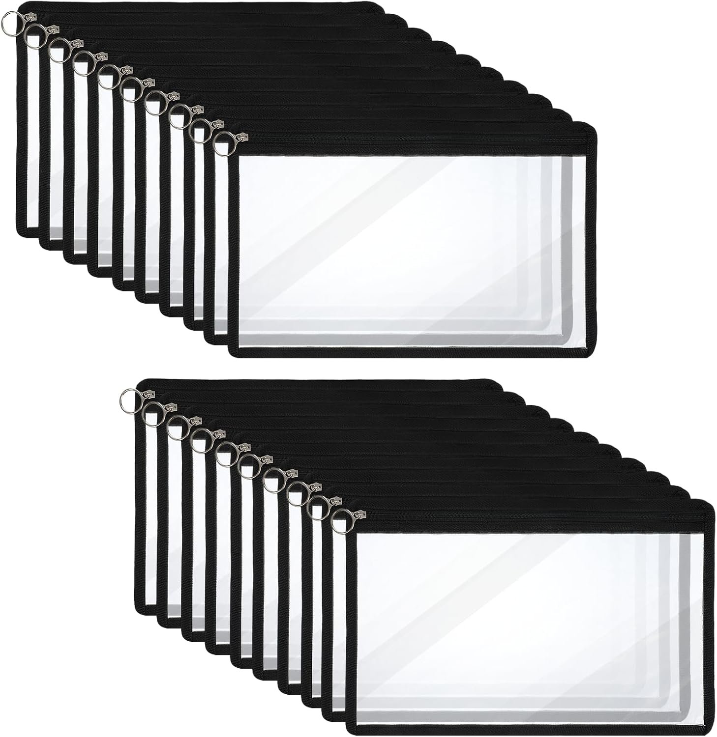 Private Label Clear Zipper Pouches 20 Pack PVC Waterproof Envelopes Document Storage Custom Logo File Organization Folders Factory Multi-Purpose Bags for Travel Office Home 12 x 7.5 Inches