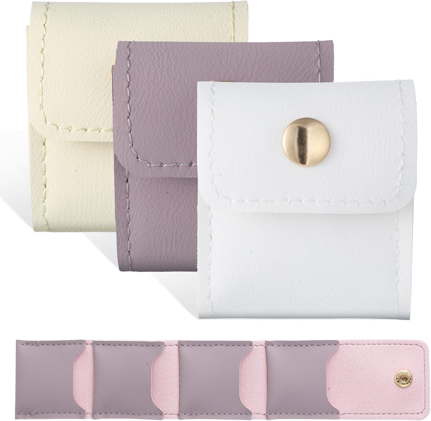 Private Label Small 3 Pack Mini Travel Jewelry Case Holders Lightweight Foldable Pouches with Custom Logo for Rings Earrings Necklaces Chain Bracelets Brooches 3 Colors Manufacturer