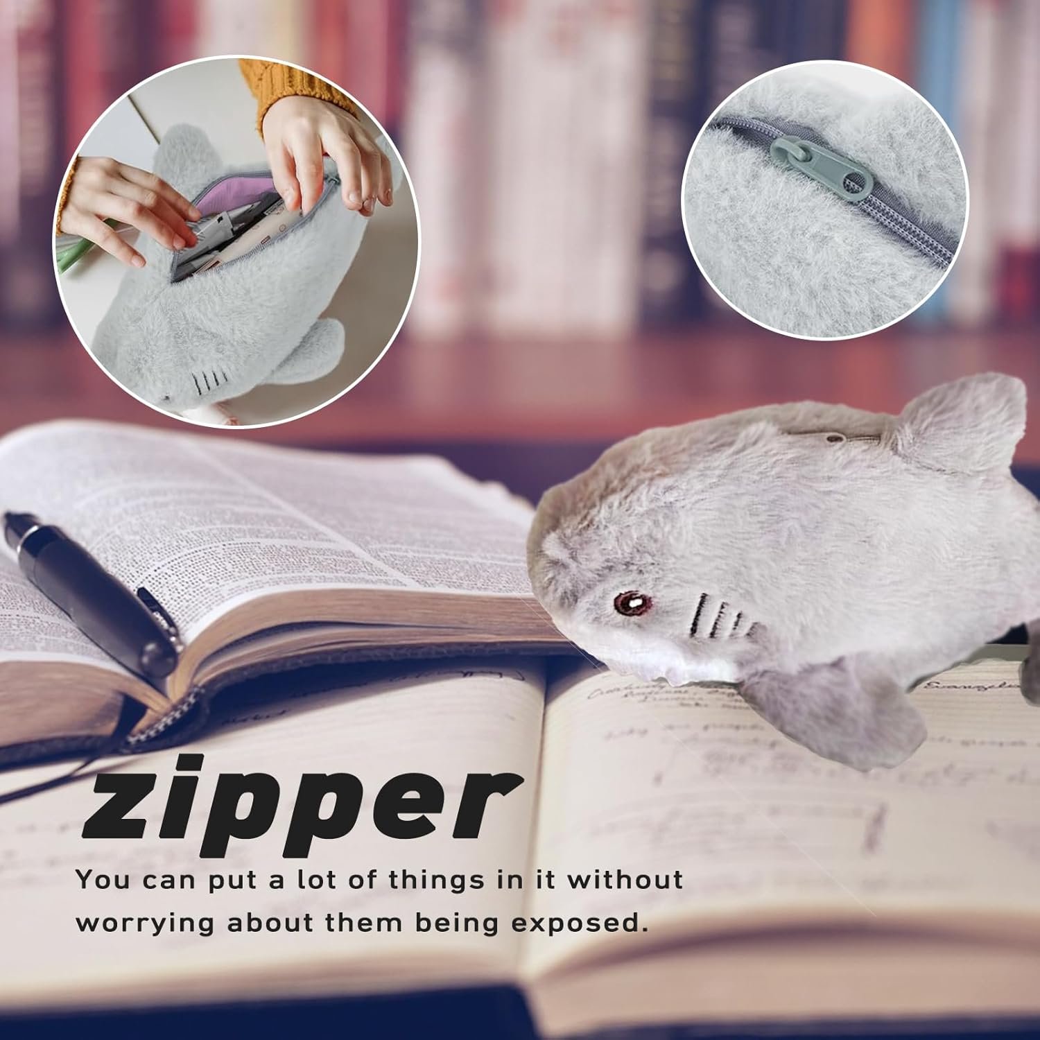 Custom Logo Plush Pencil Case, Cute Large Capacity Zipper Pen Pouch Private Label for Girls and Boys (Sea Otter) Manufacturer