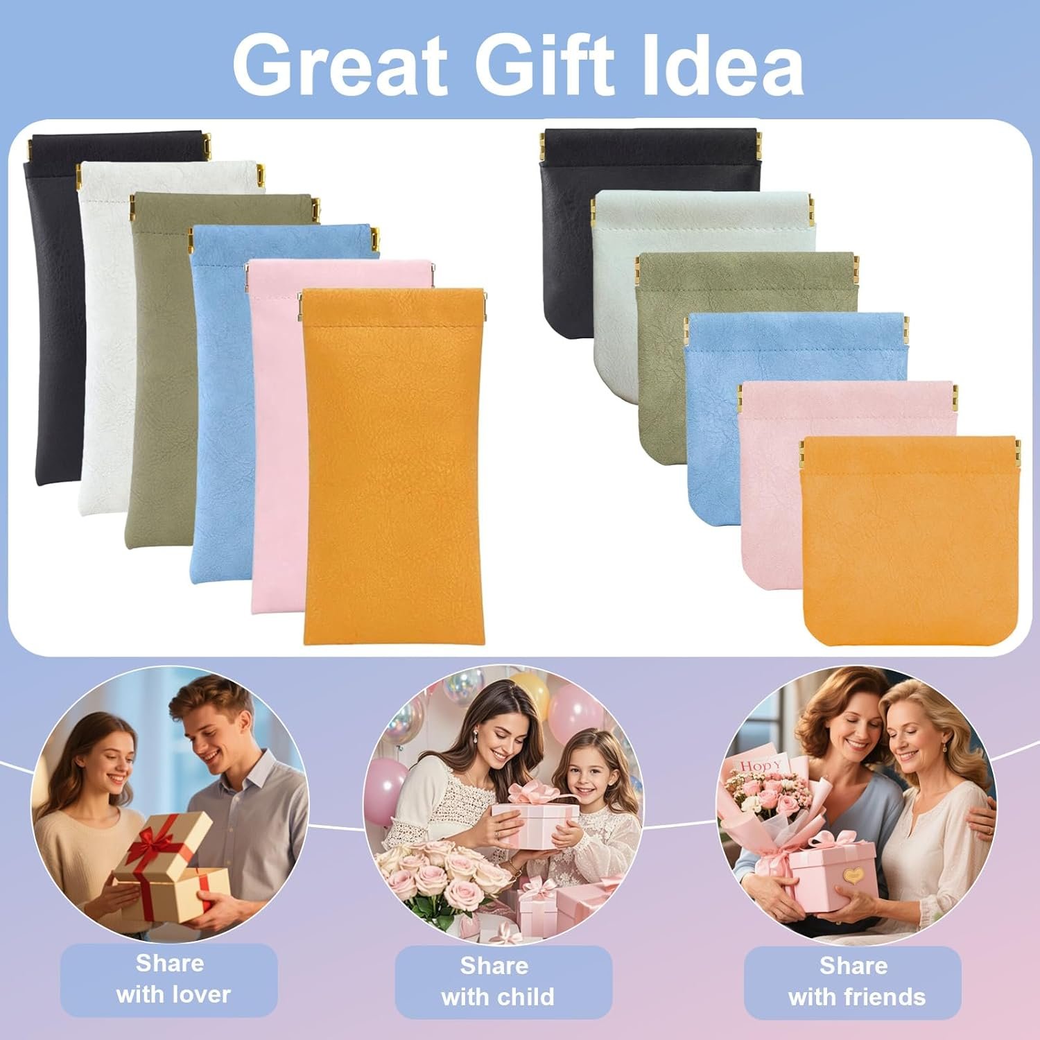 Private Label 4Pcs Small Makeup Bags for Purse Custom Logo Mini Leather Cosmetic Pouches for Women Portable No Zipper Lipstick Coin Organizer from Manufacturer (Blue Green)