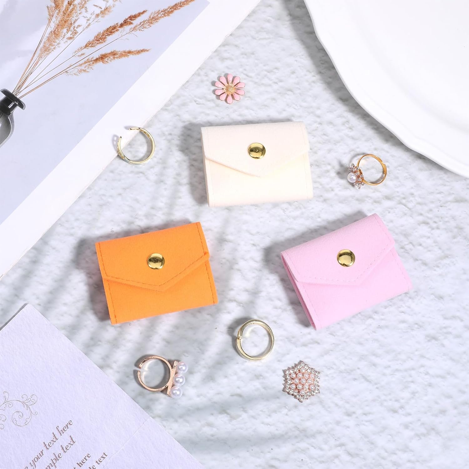 Private Label 3 PCS Mini Travel Jewelry Pouches with Custom Logo Buckle Portable Foldable for Rings Necklaces Earrings Bracelets Manufacturer