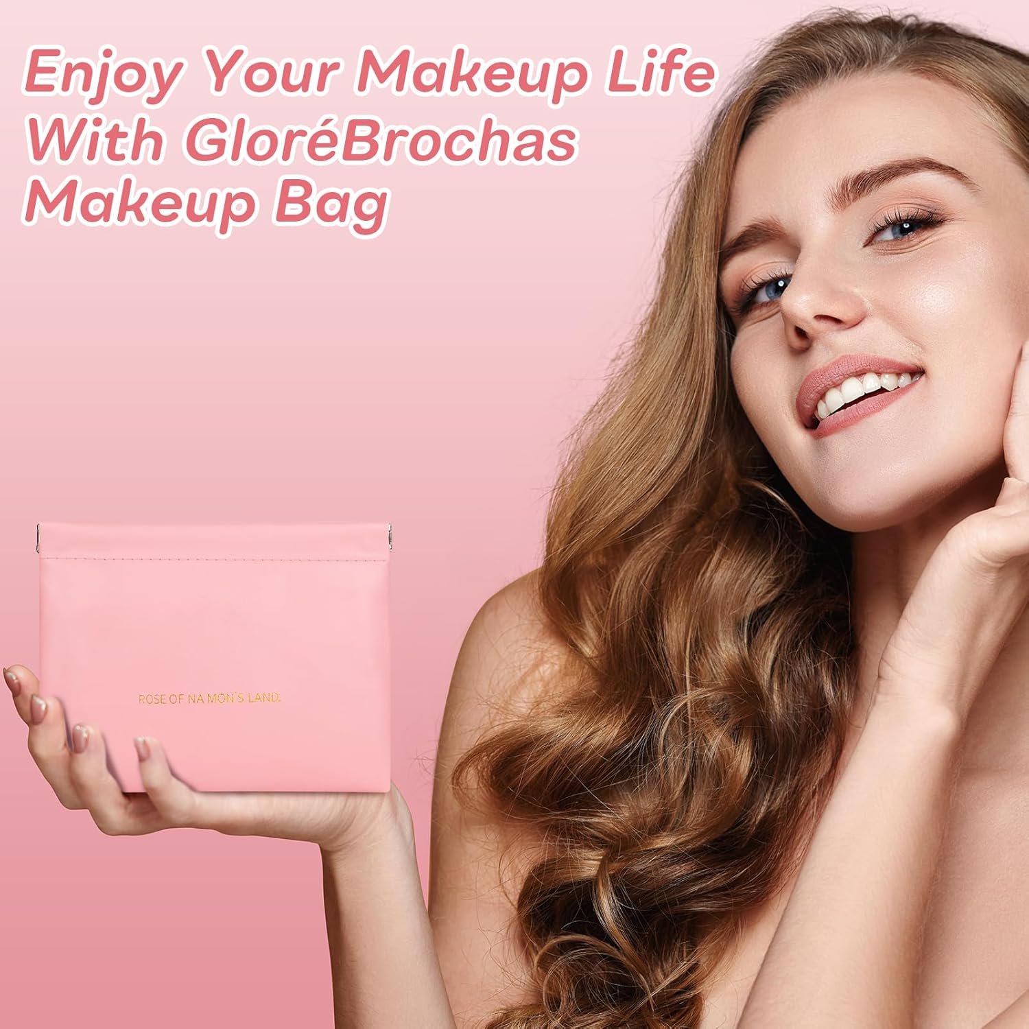 Custom Logo Makeup Bag for Purse PU Leather Large & Small Makeup Pouch Set Portable Cosmetic Bags Waterproof Squeeze Top Coin Purse Private Label Travel Organizer for Makeup Lipstick Jewelry Earbuds Pink Supplier