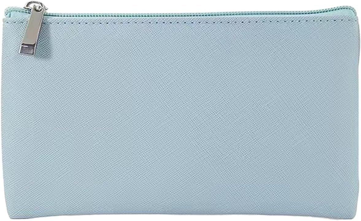 Private Label Small PU Leather Makeup Bag for Purse and Travel with Zipper and Custom Logo, Cosmetic Pouch for Women from Manufacturer (1, Blue)