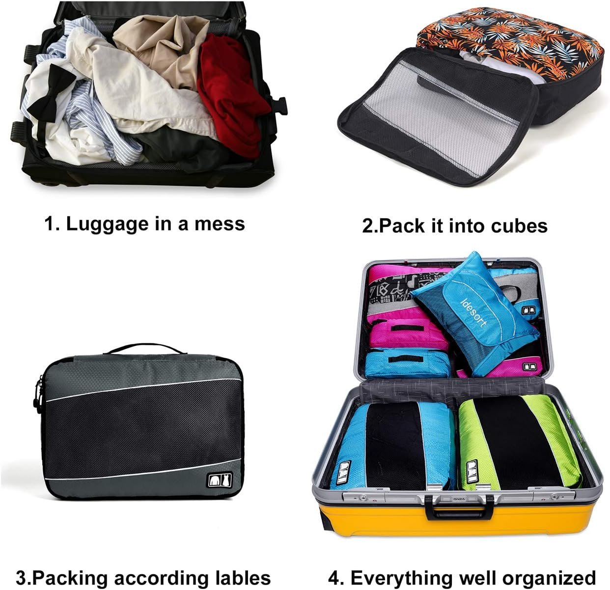Manufacturer Packing Cubes Luggage Bags Organizer Custom Logo Durable Travel Accessories With Clothing Label Private Label