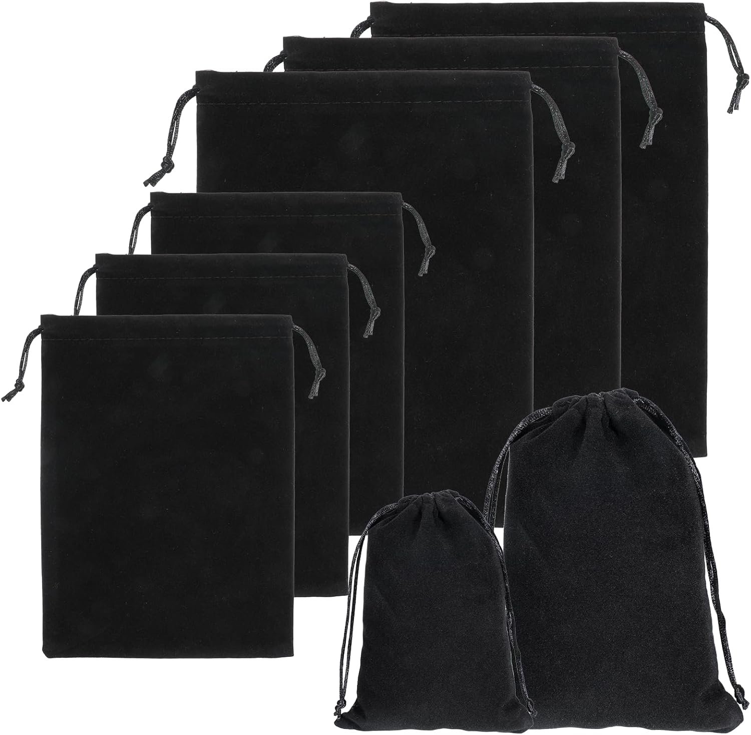 Private Label Black Velvet Jewelry Pouches with Drawstrings 6 Pack 2 Sizes 5x7 & 6x9 Inch Custom Logo for Candy Gifts Wedding Party Favors Christmas Manufacturer