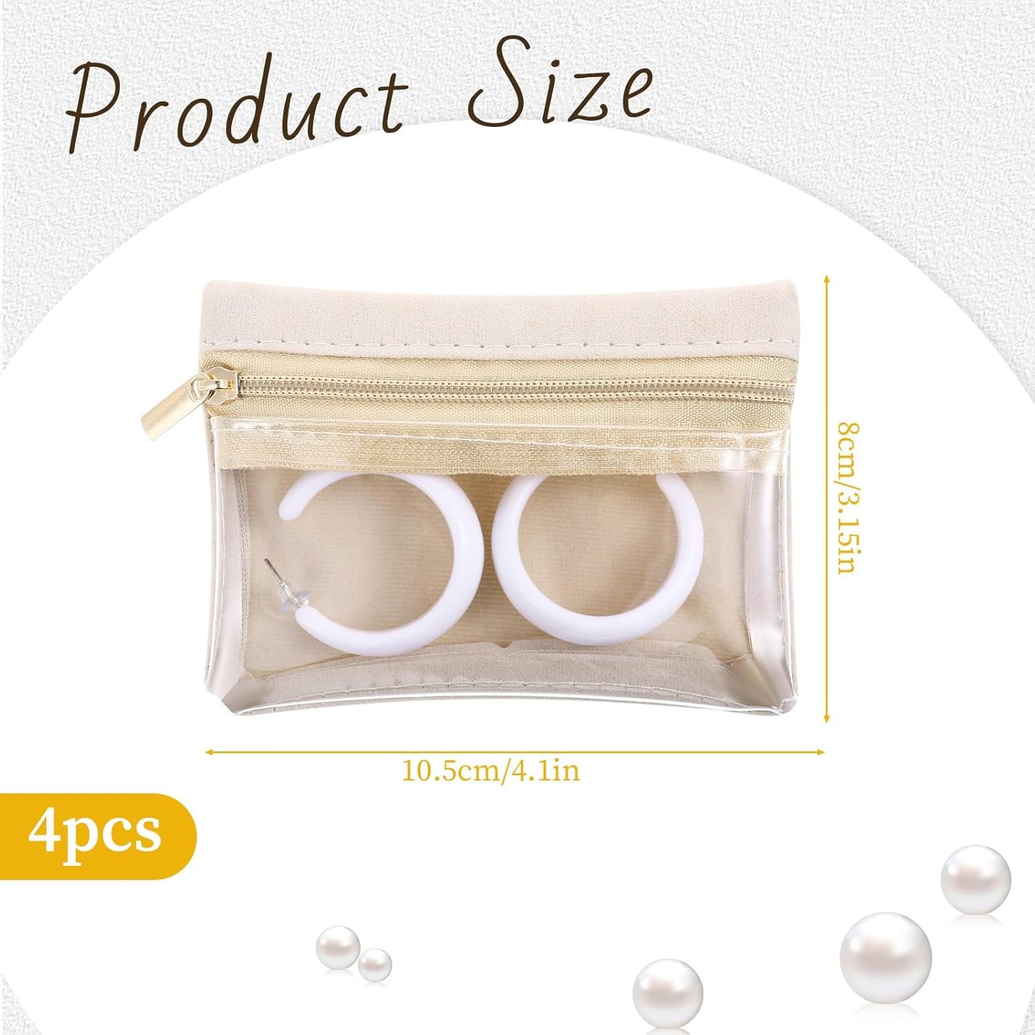 Private Label 4Pcs Clear Portable Travel Jewelry Bag with Zipper Velvet Pouch Custom Logo Mini Organizer Storage for Rings Bracelets Earrings Necklaces Gift Idea for Women Girls Supplier