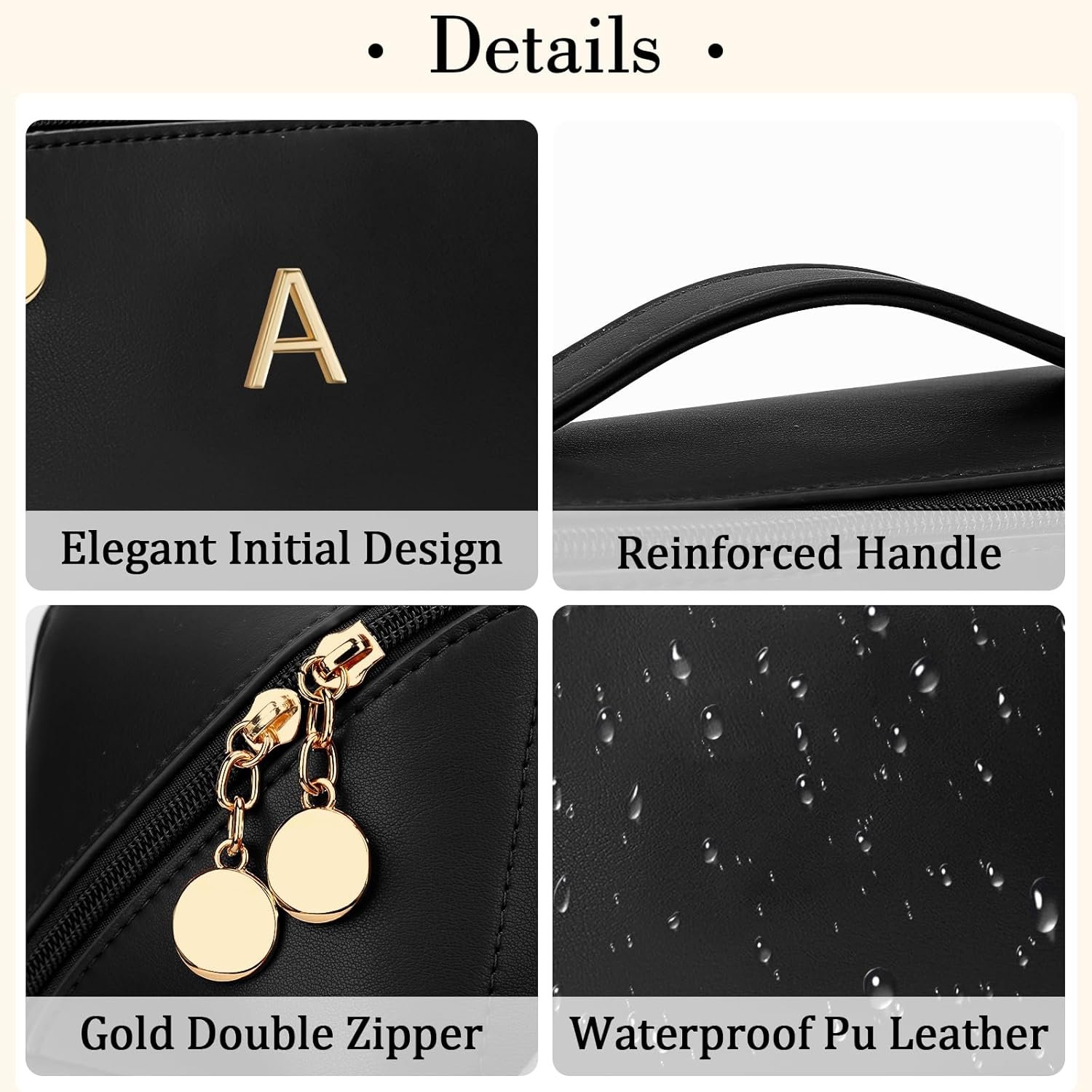 Private Label Birthday Gifts for Women Teen Girls, Custom Logo Personalized Initial Makeup Organizer Bag Set, Open Flat Travel Cosmetic Bag With Clear Divider and Handle Manufacturer (Black,A)