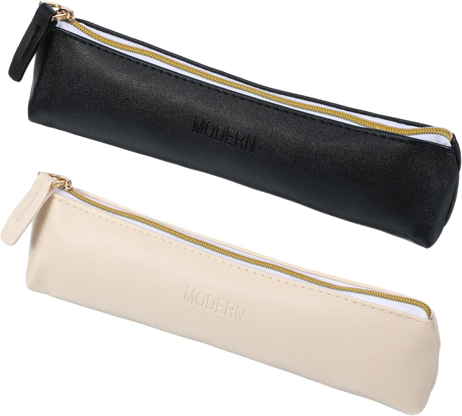 Private Label 2 Pcs Mini Makeup Bags for Purse Small Leather Pouch with Zipper Custom Logo Travel Cosmetic Coin Purse Lipstick Accessories Storage for Women (Black, Beige) Manufacturer