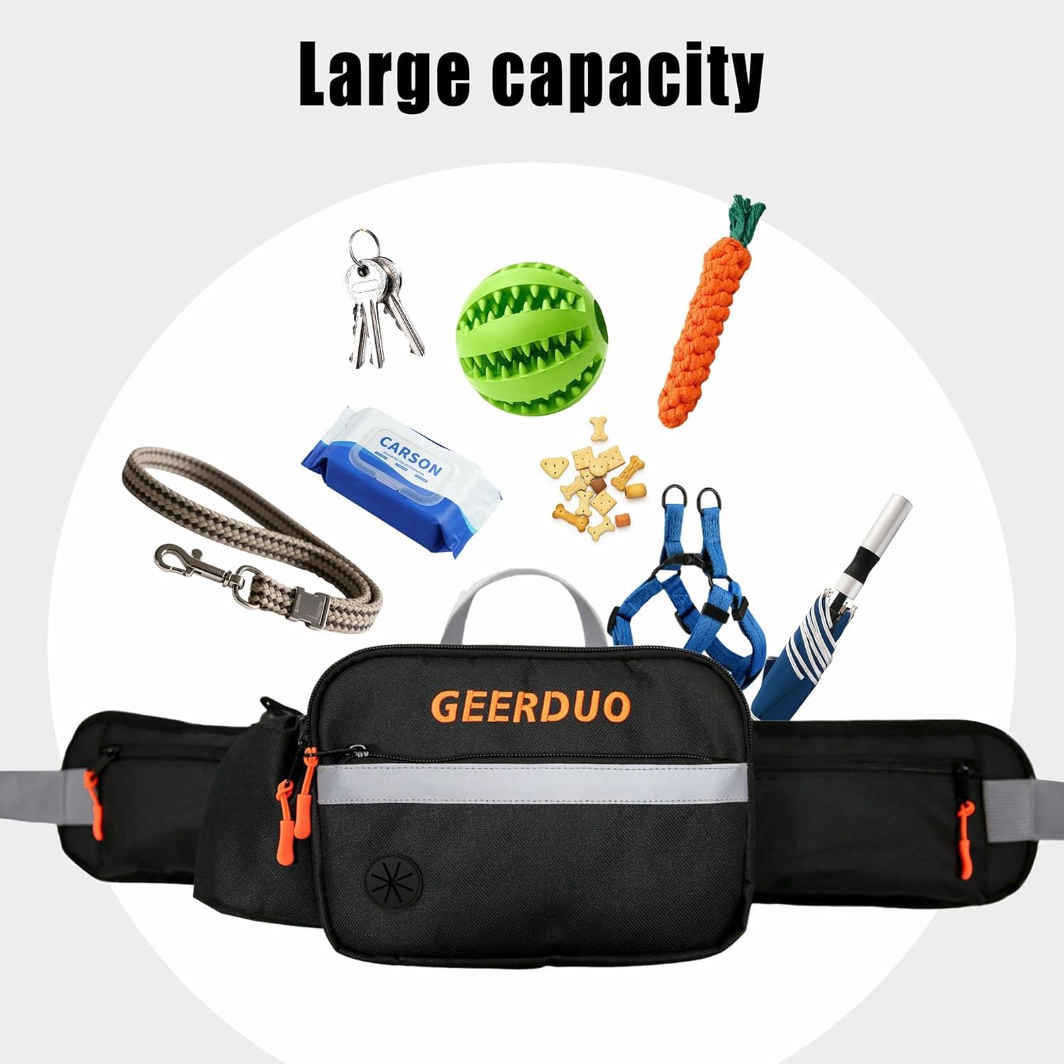 Private Label Dog Training Treat Pouch Large Dog Walking Fanny Pack Custom Logo with Removable Snack Pouch Water Holder Poop Bag Dispenser Waterproof Zipper Adjustable Strap Supplier