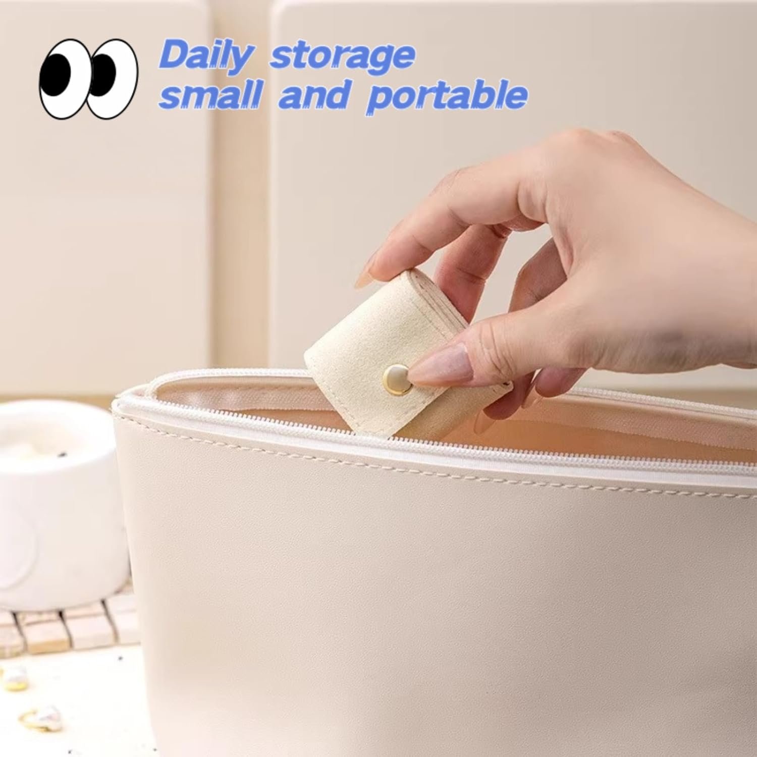 Private Label 2025 New Mini Travel Jewelry Roll Bag – Foldable & Portable Jewelry Storage Organizer with Buckle Closure & Custom Logo – Holds Earrings Rings Necklaces – Pink Travel Jewelry Pouch Supplier