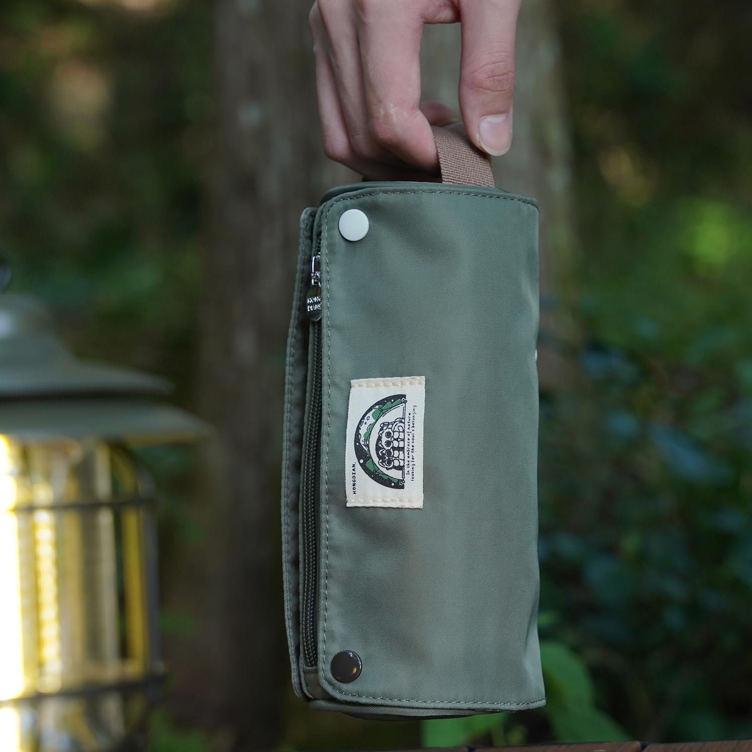 Private Label Large Capacity Pencil Case Roll Up Design Custom Logo Multifunctional Pencil Holder Pouch Stationery Pen Bag Manufacturer for Teen Girls and Boys Camping Style Green