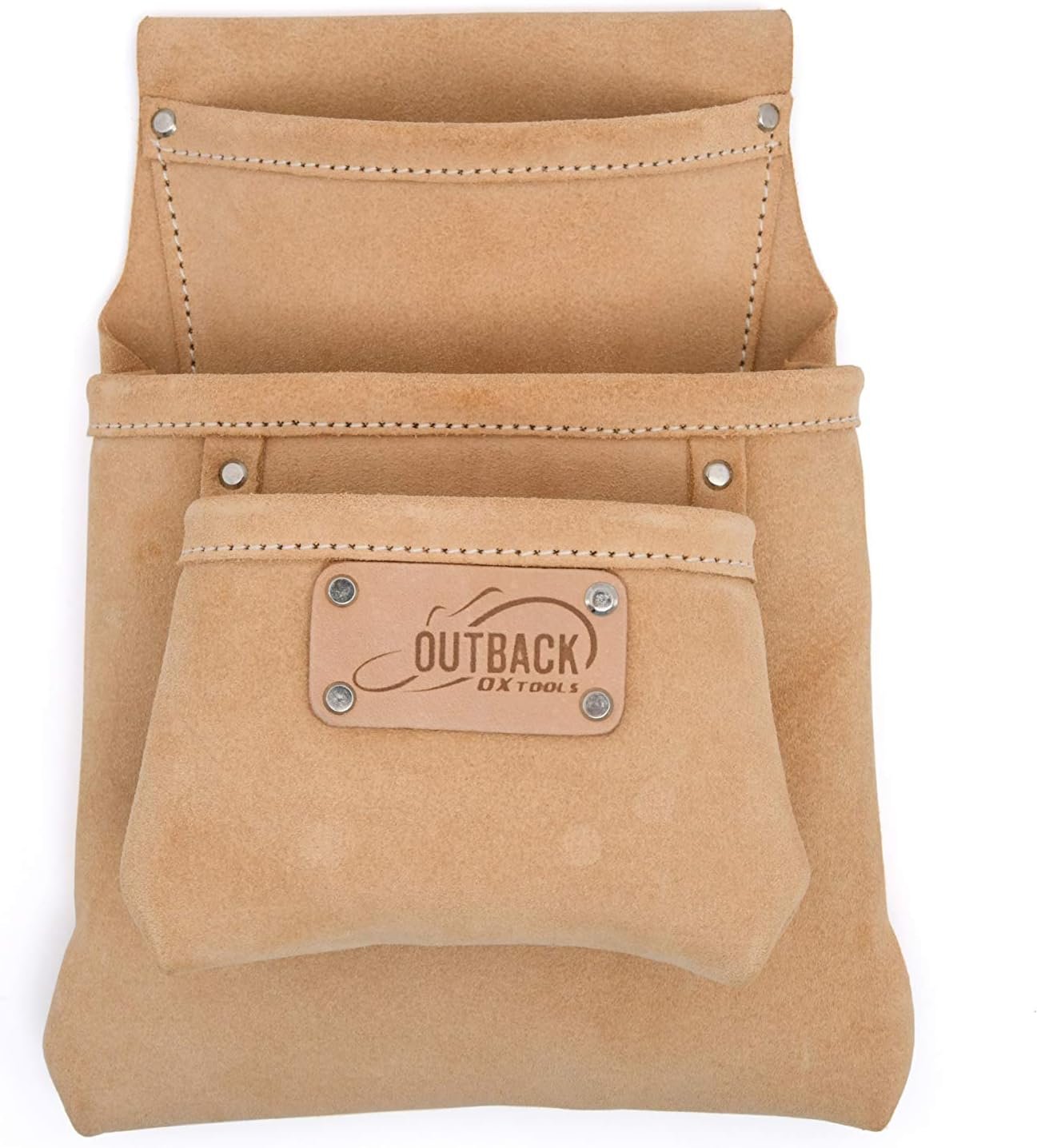 Custom Logo Suede Leather 3 Pocket Fastener Pouch - Private Label Tool Organizer for Construction Carpenter Nail Bags - Leather Storage Compatible with Tool Belts Supplier