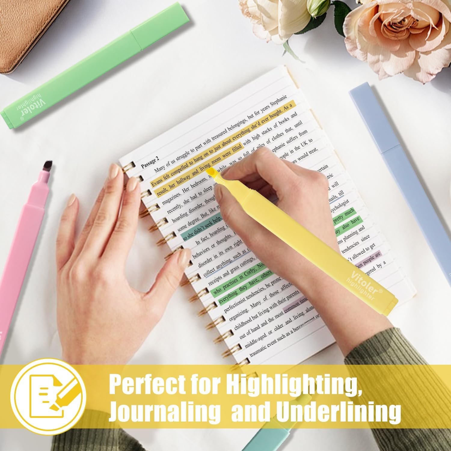 Custom Logo 8 pcs Aesthetic Pastel Highlighters Chisel Tip Book Highlighter Private Label No Bleed Bible Highlighter Candy Assorted Colors Manufacturer