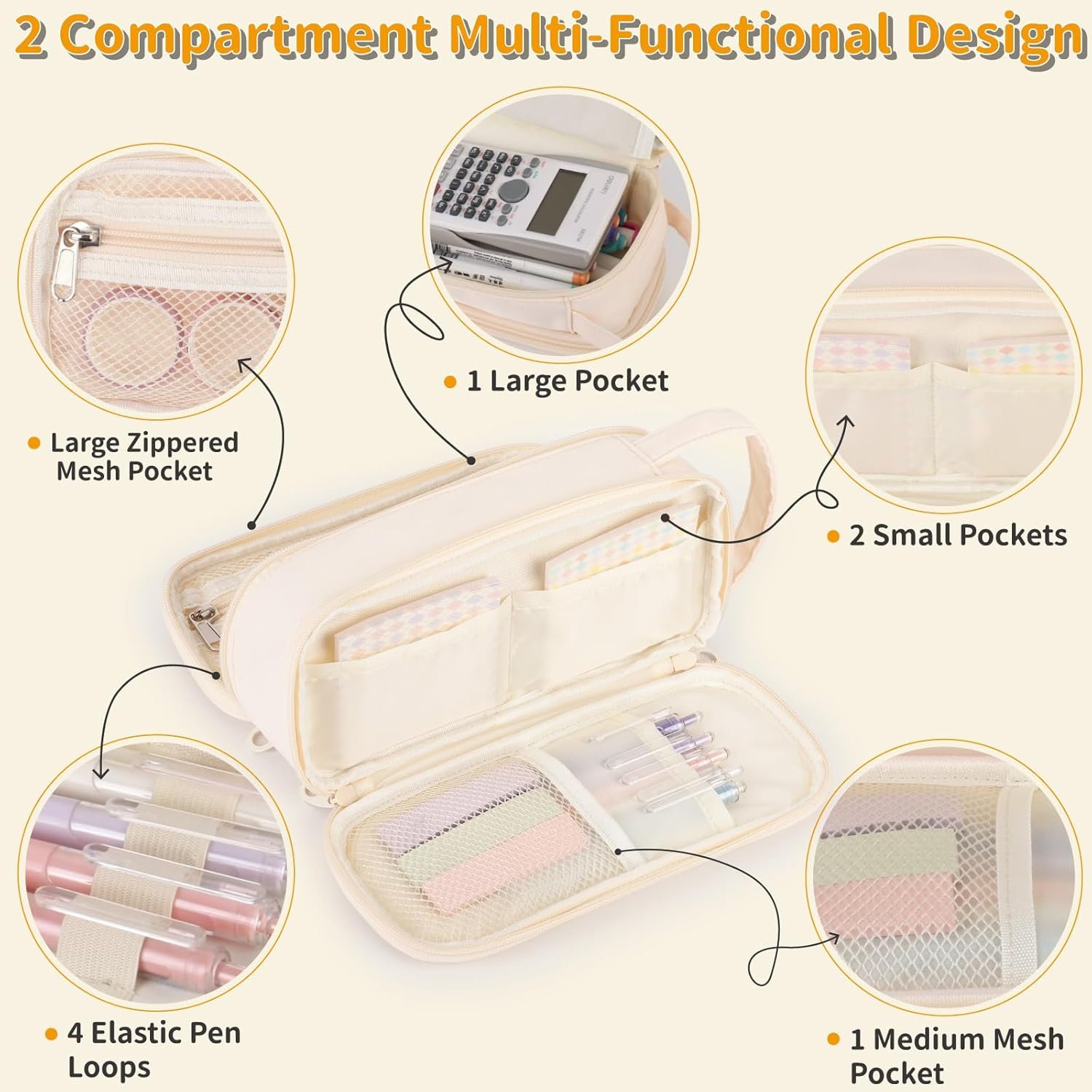 Custom Logo Flower Quilted Large Capacity 2 Compartment Pencil Case for Girls and Women Private Label Zipper Pencil Pouch with Handle Soft Pencil Bag Manufacturer for Middle School Office College