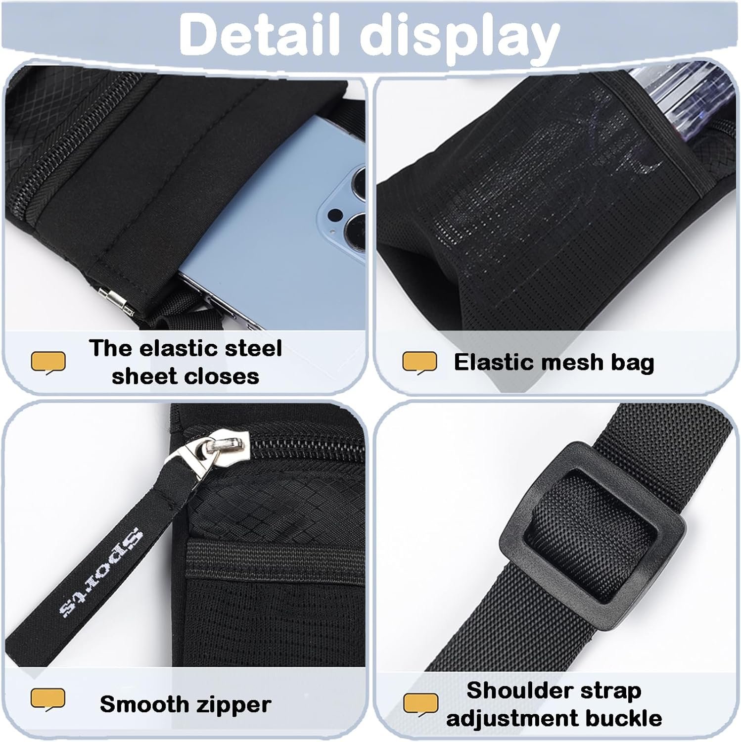 Private Label Crossbody Phone Purse with Water Bottle Holder Multi-Function Cell Phone Pouch Zipper Mesh Pockets Custom Logo Phone Holder for iPhone 17/16/15/14/13 Pro Max Plus Samsung Galaxy Black Manufacturer