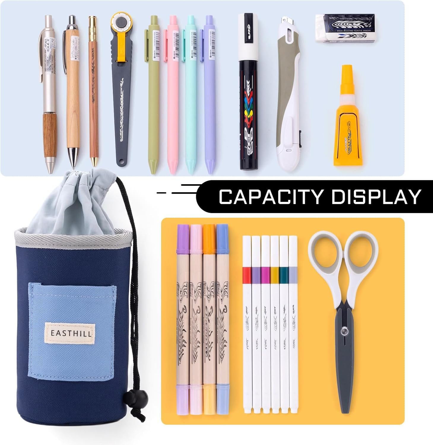 Manufacturer Navy Desk Organizer Pencil Holders - Private Label Pen Case Pouch for Girls Home School Office Supplies with Custom Logo