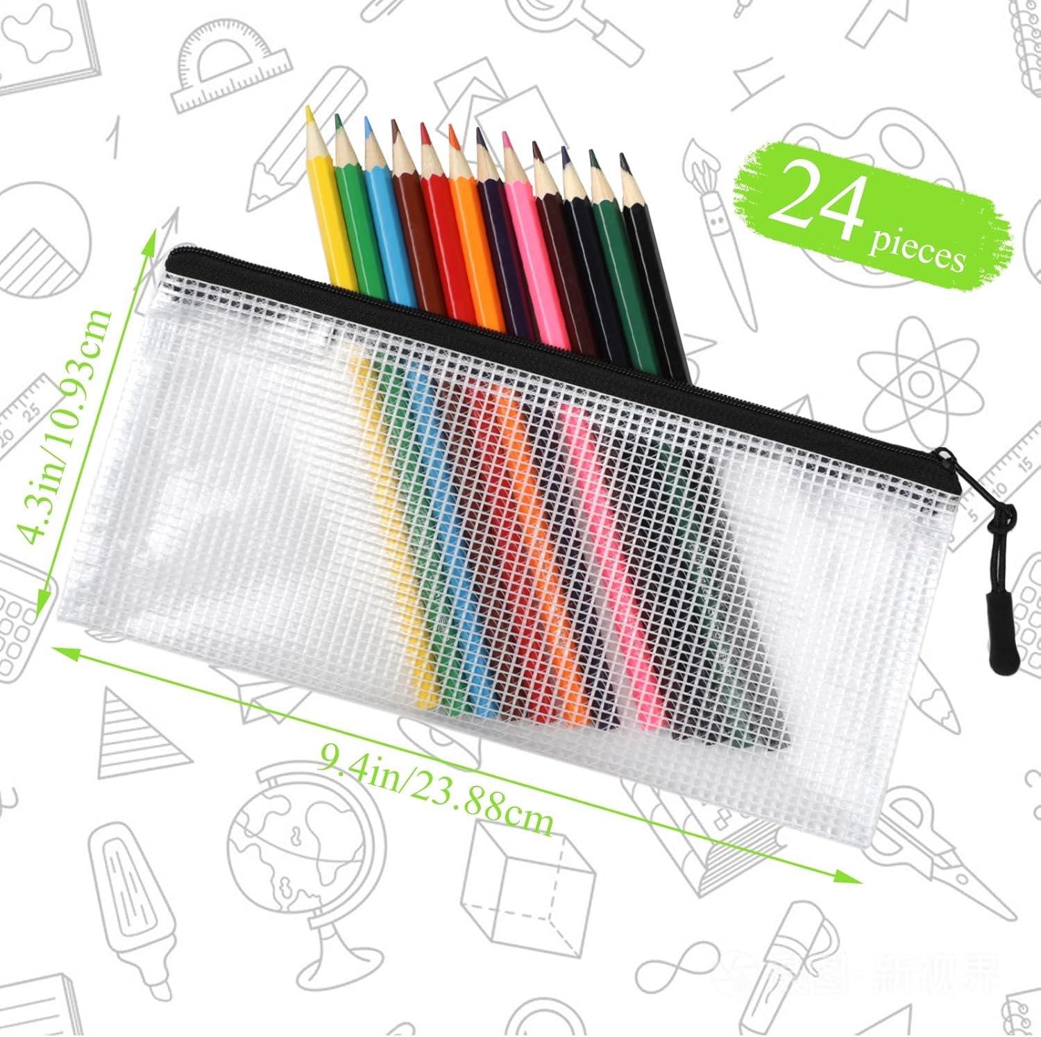 Private Label 24 Pack Small Mesh Zipper Pencil Pouches 9.2 x 4.7 in Clear Bulk Bags for Travel Storage Custom Logo Manufacturer