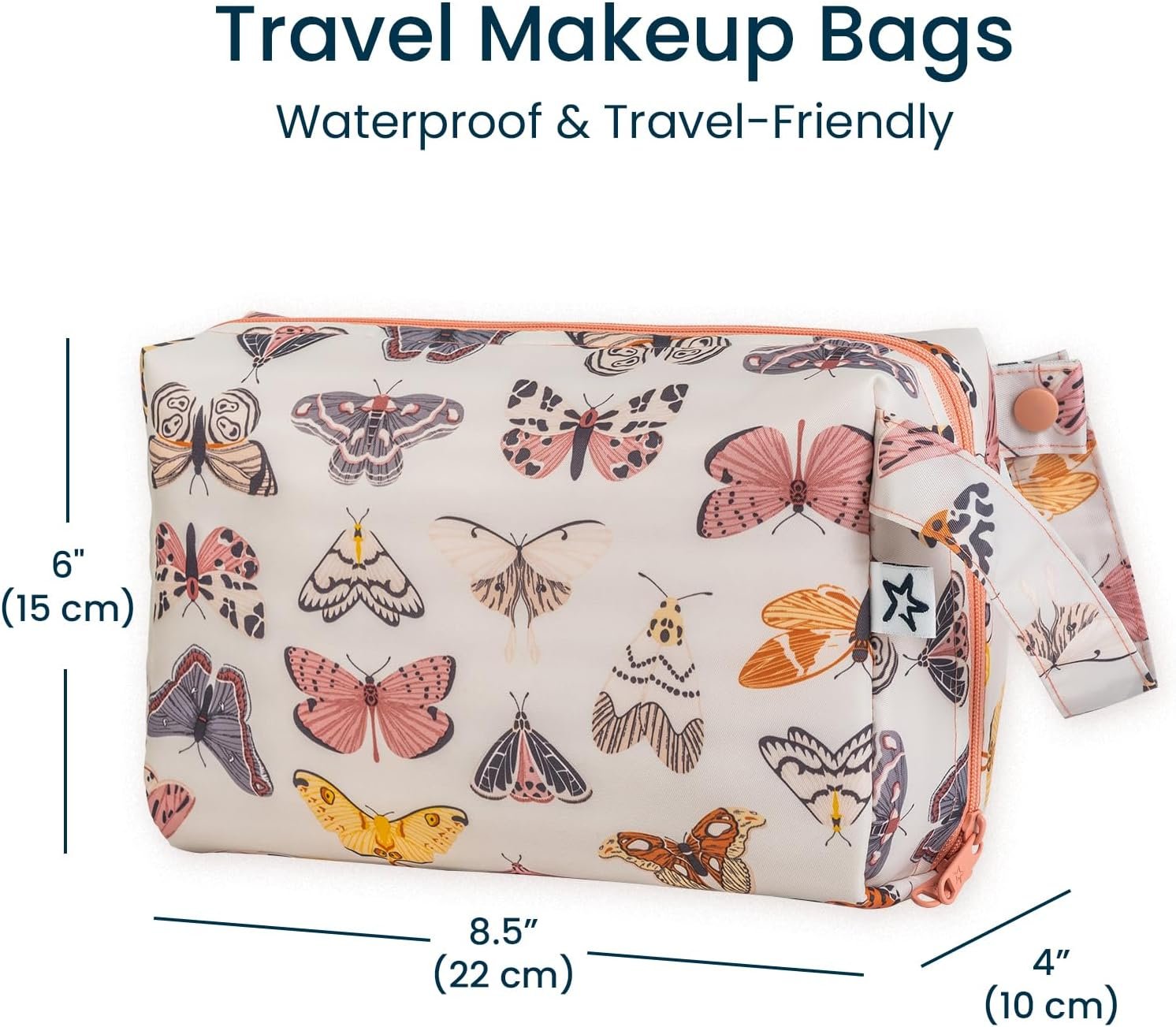 Custom Logo Waterproof Travel Toiletry & Makeup Bag Organizer | Private Label Pouch with Multiple Compartments & Snap Handle for Travel | Manufacturer Gift for Teen Girls and Women